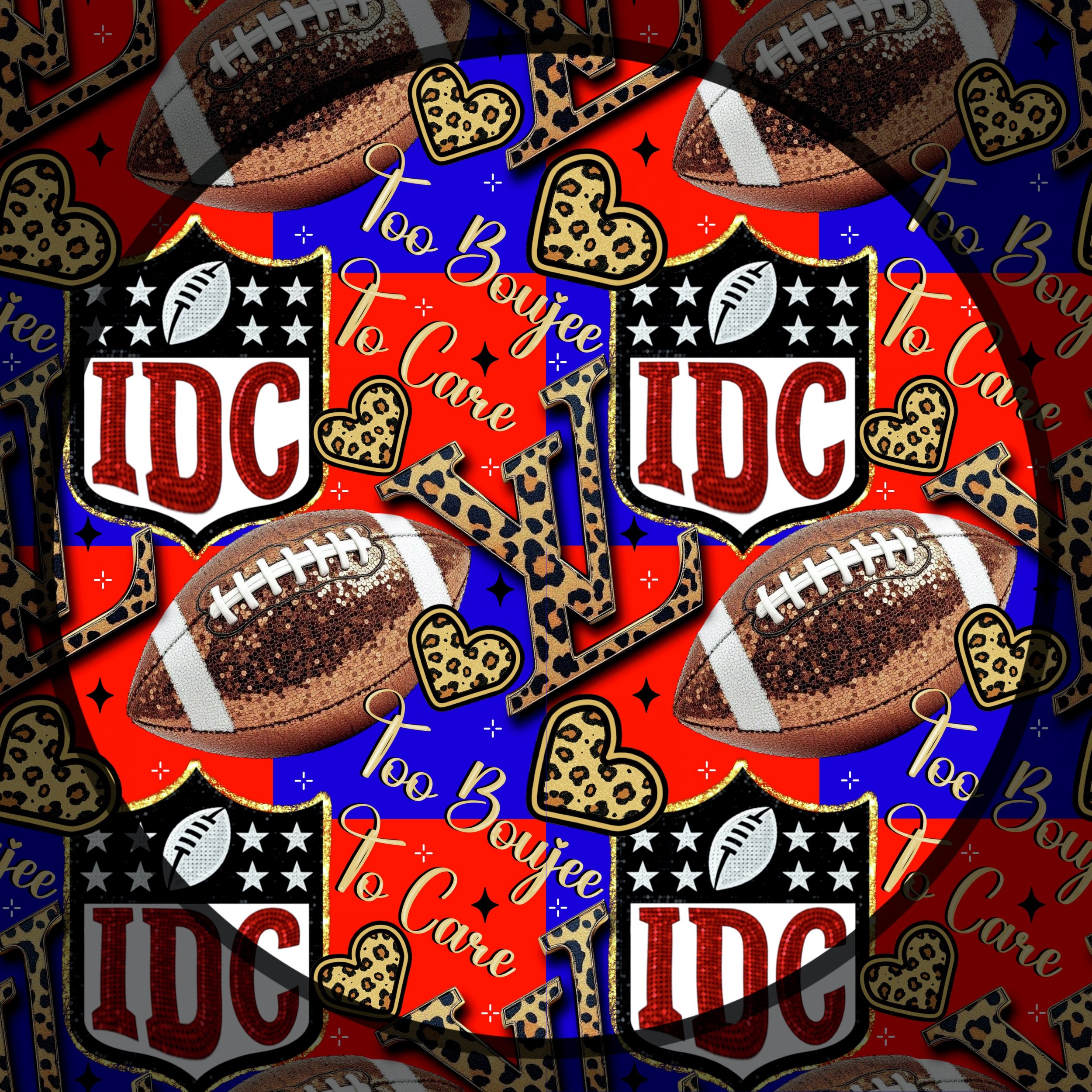NFL Too Boujee To Care (blue and red checked color way)