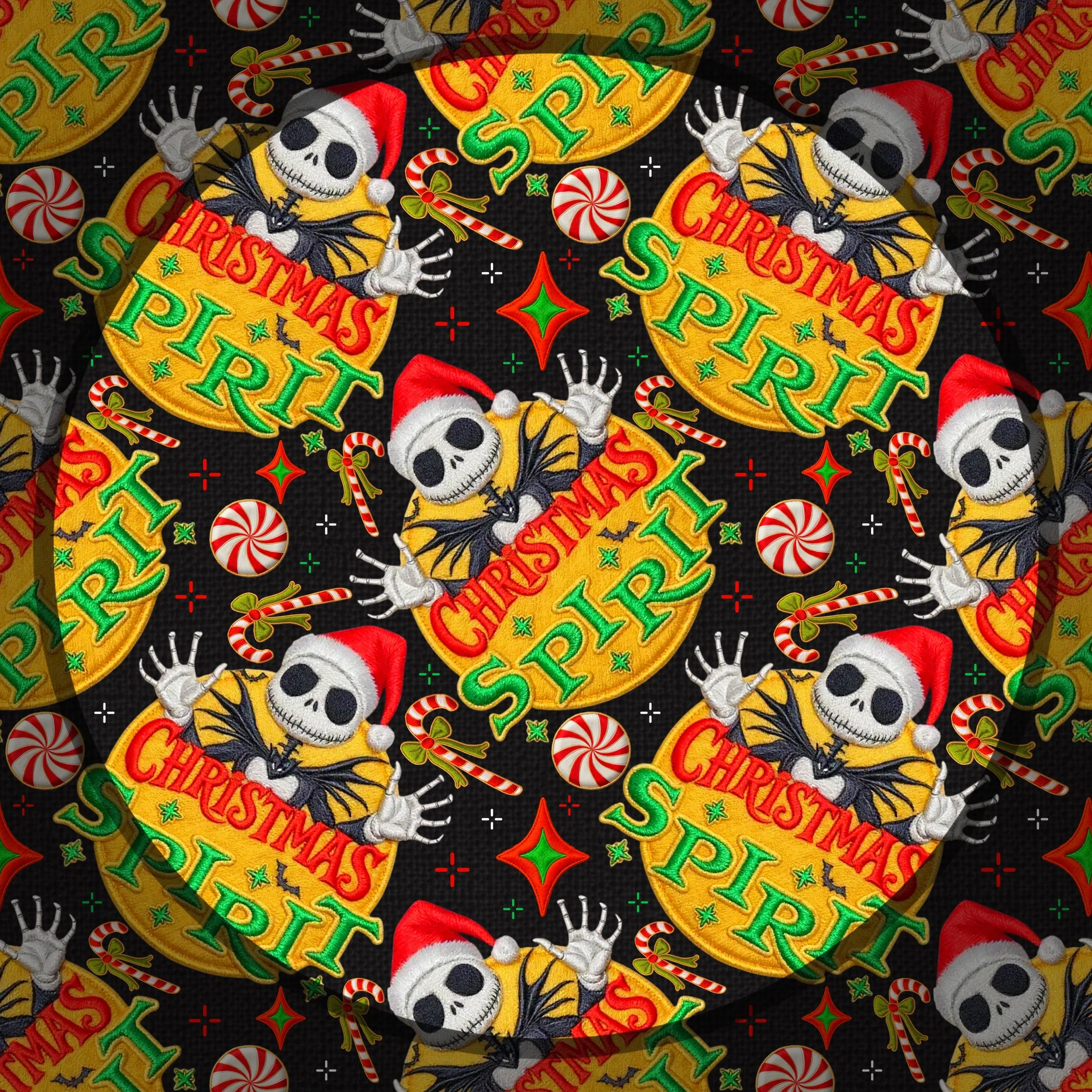 Embroidered Christmas Spirit (black color way)