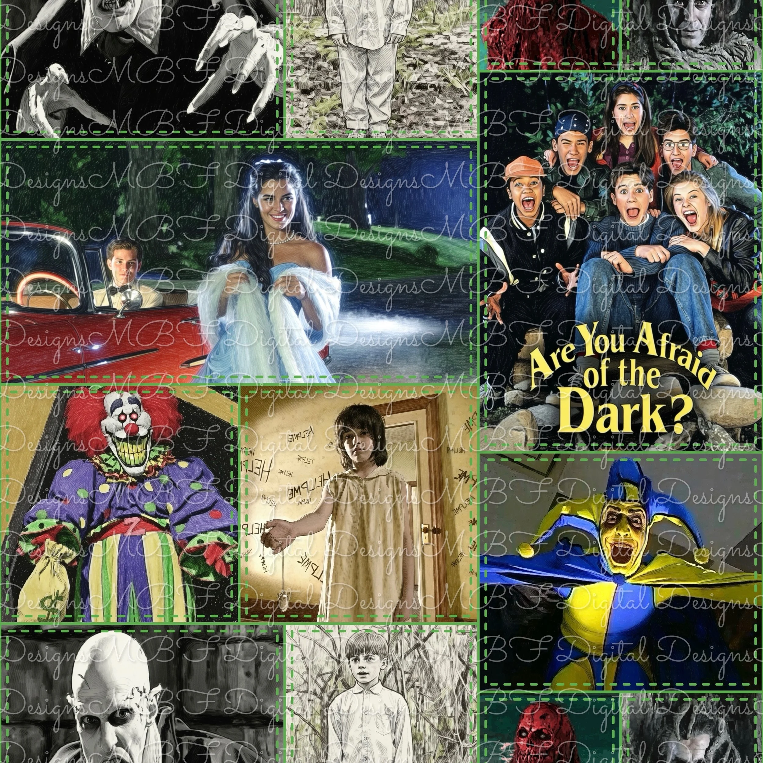 Are You Afraid Of The Dark Patchwork (green stitches color way)