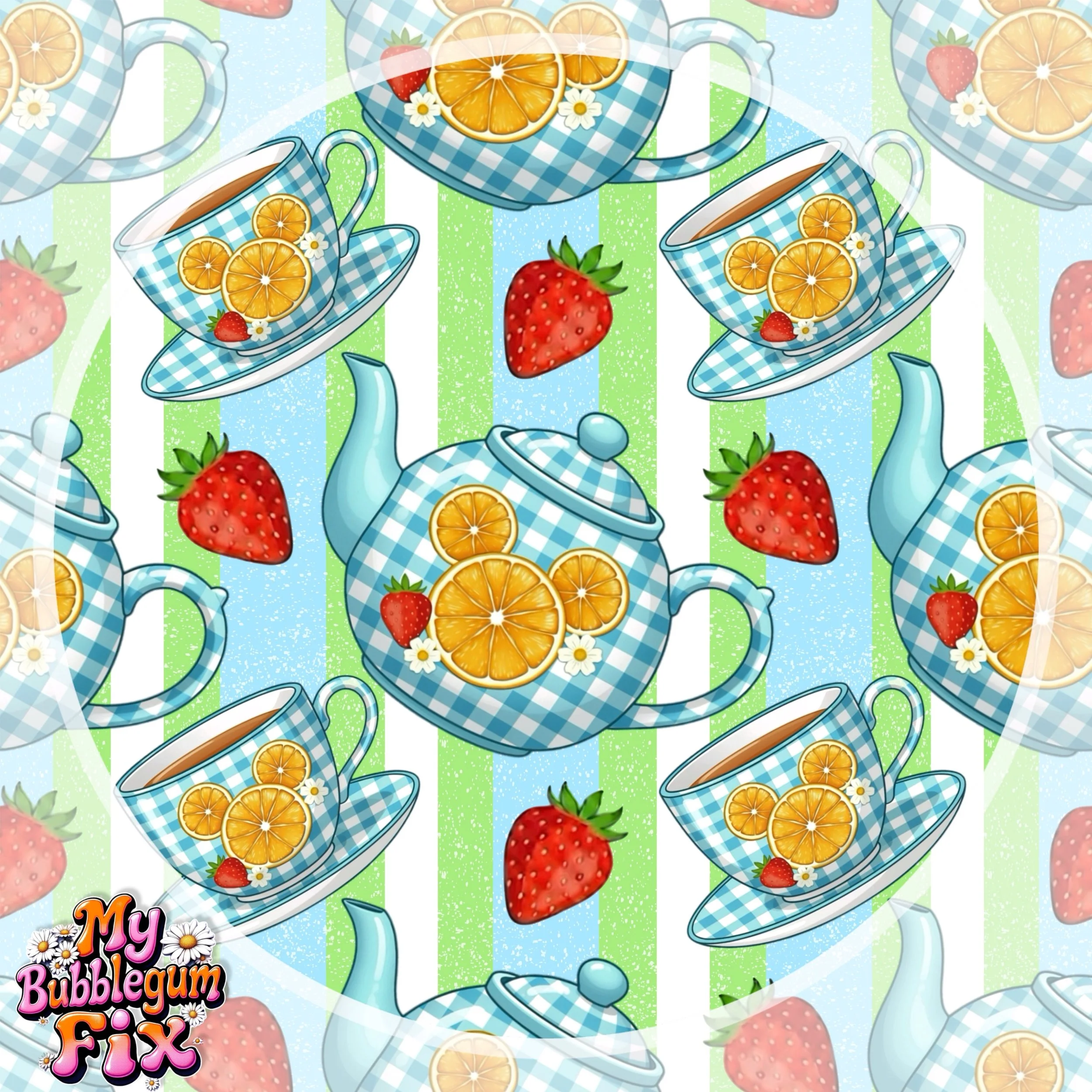 Main Street Tea Co (blue and green striped color way)