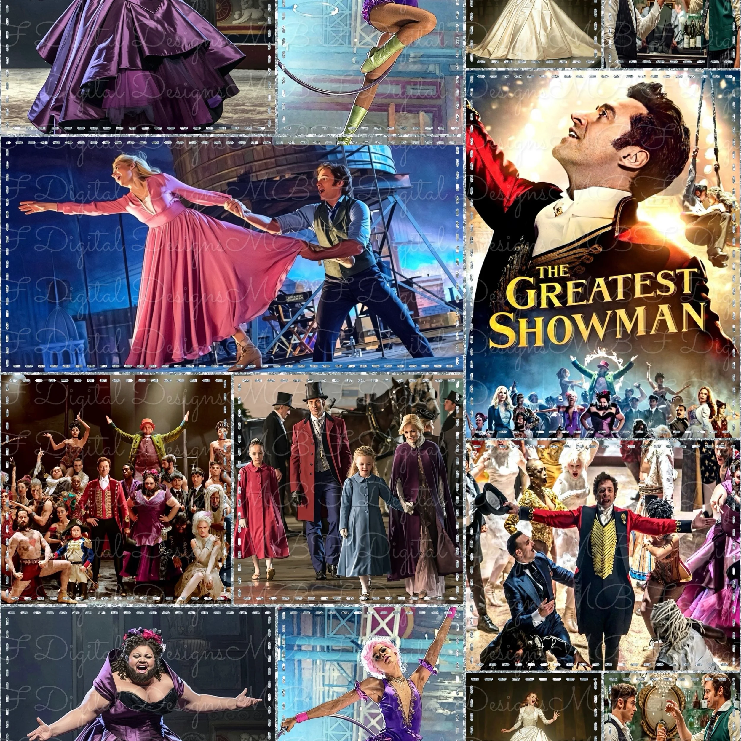 The Greatest Showman Patchwork (silver glitter stitches color way)