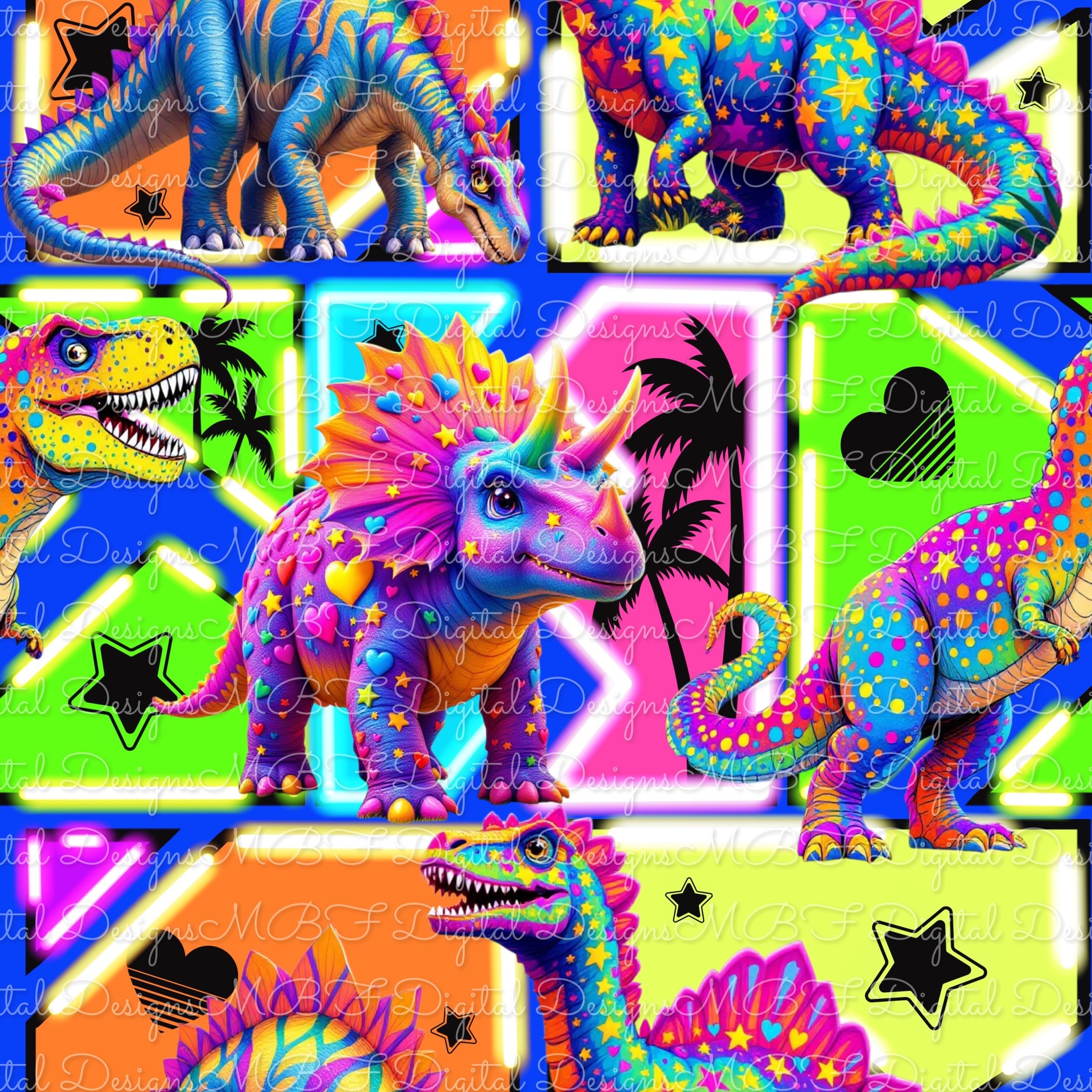 LF Neon Dinos (bright blue color way)