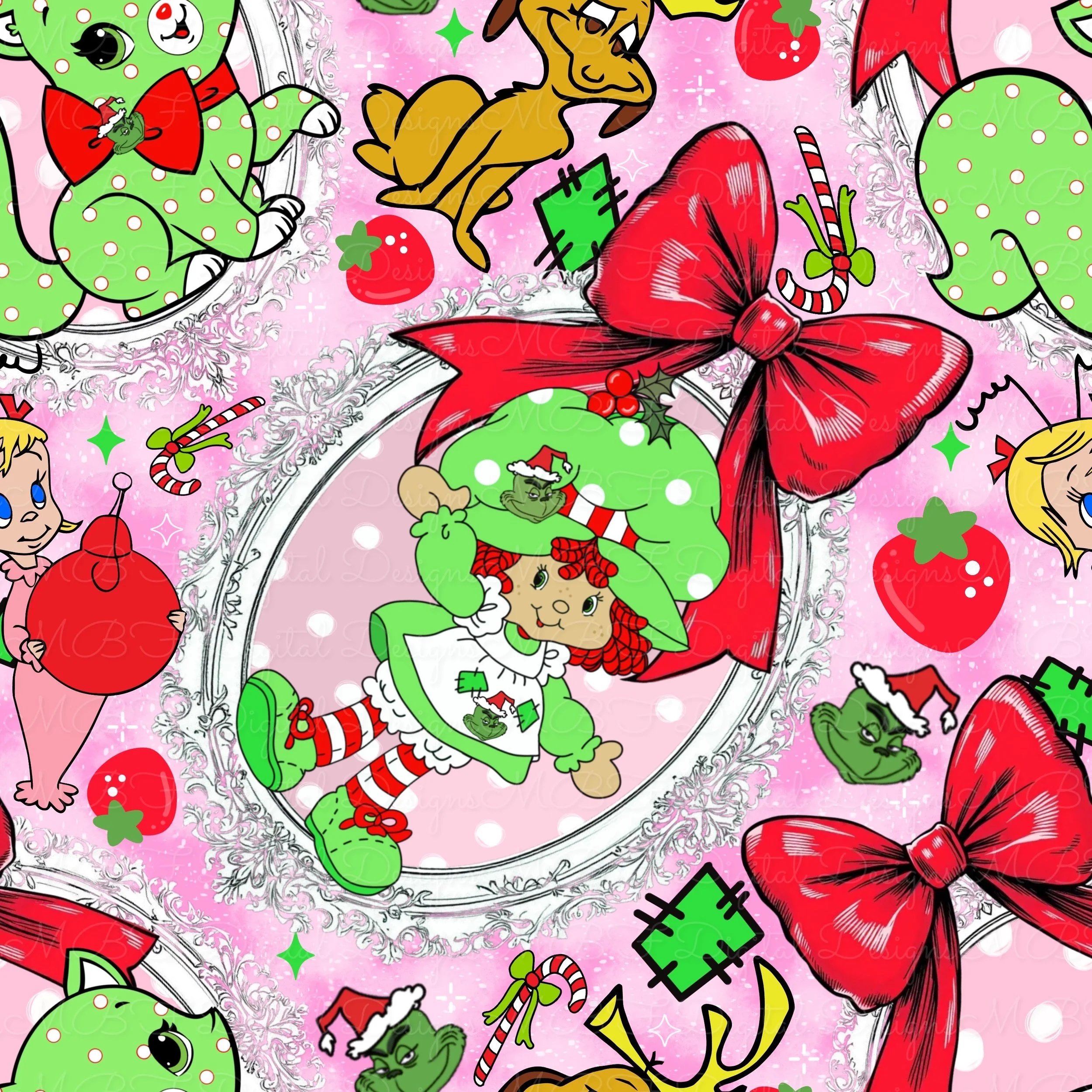 Strawberry Shortcake Meets The Grinch (pink color way)
