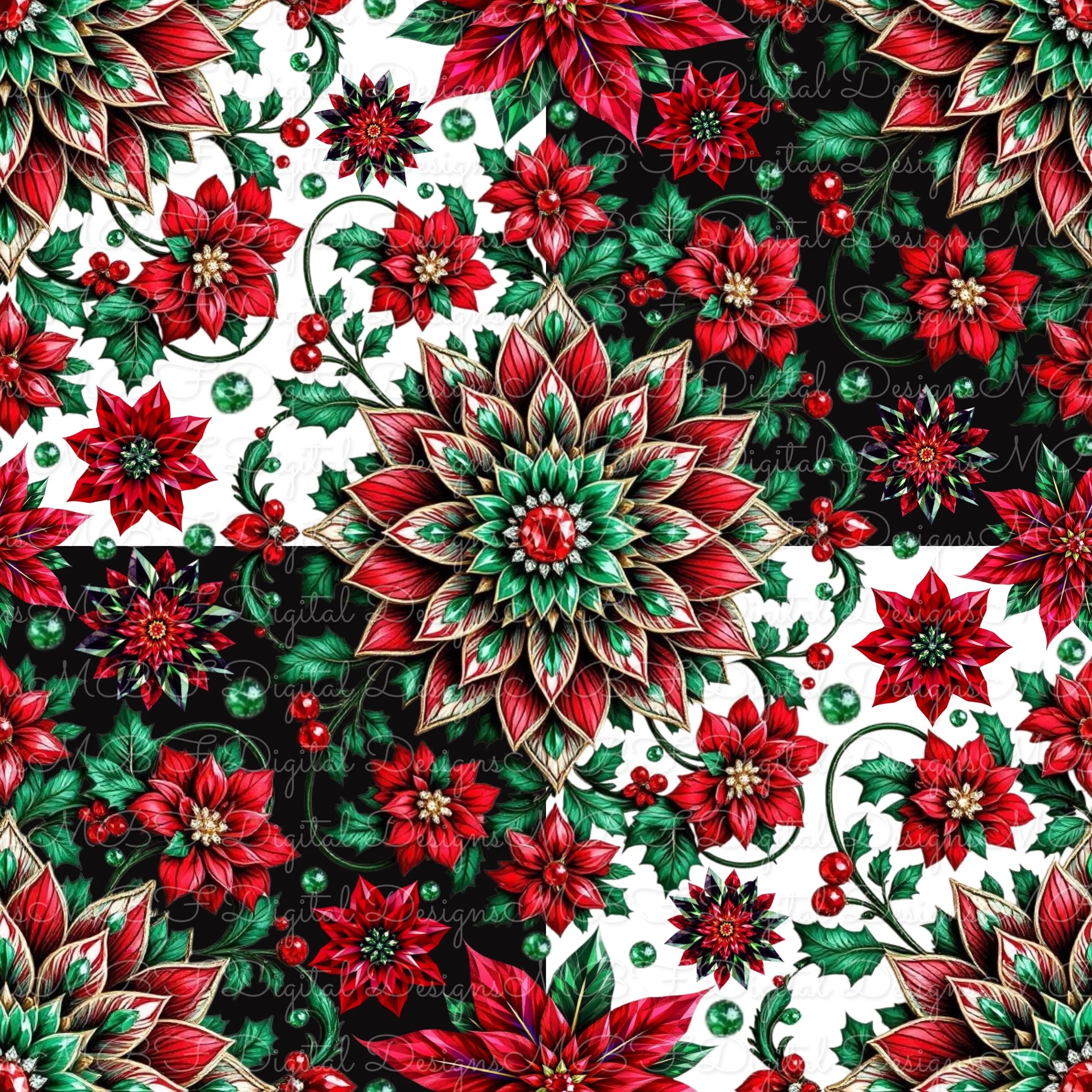 Christmas Gems (black and white color way)