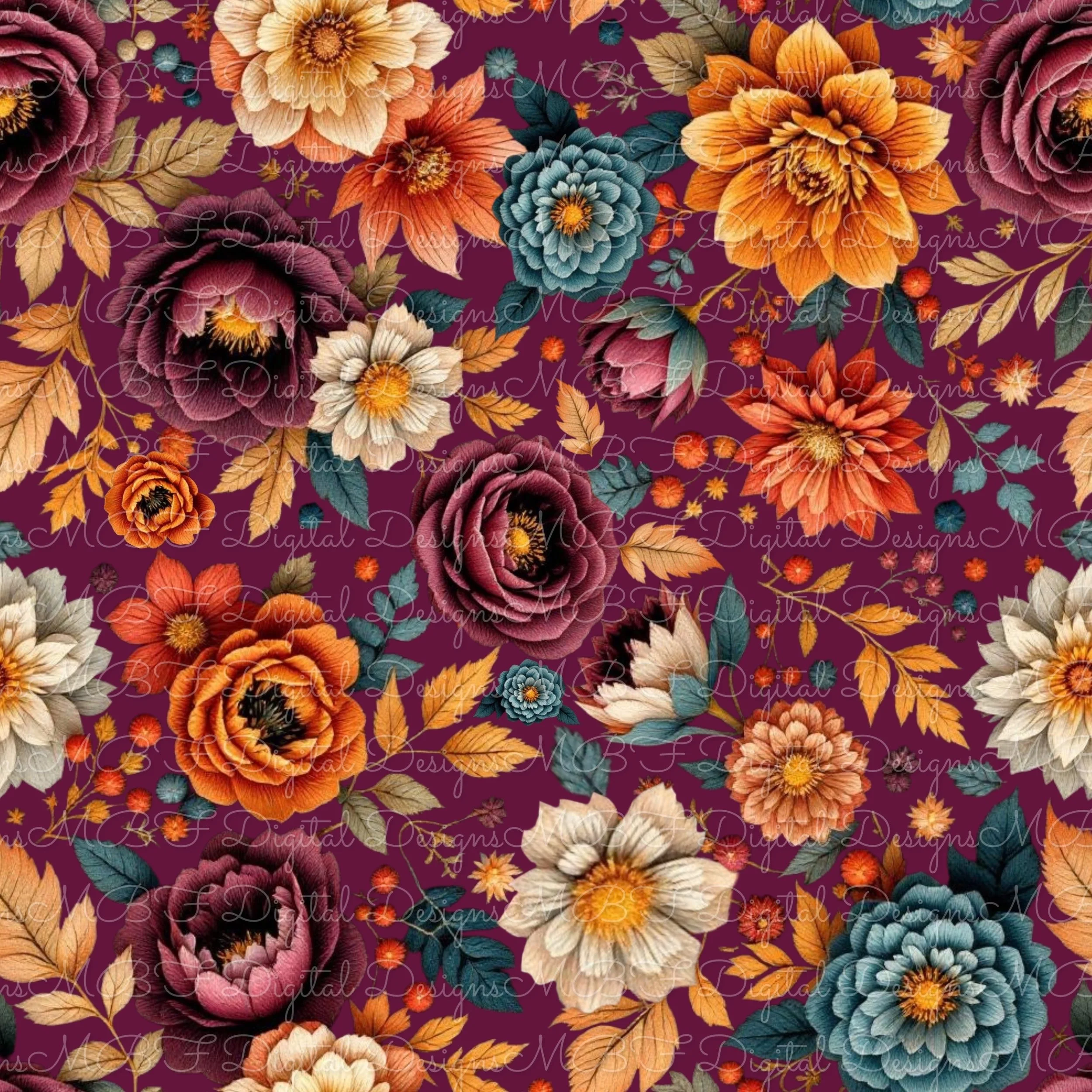 Crisp Fall Day Floral (plum color way)