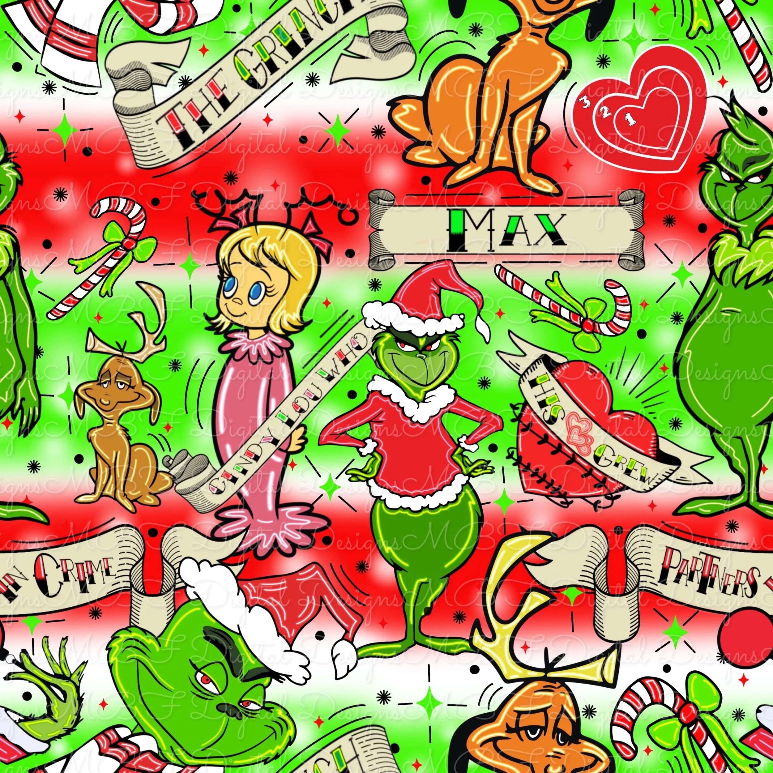 Tattoo Mean One (Classic Christmas color way)