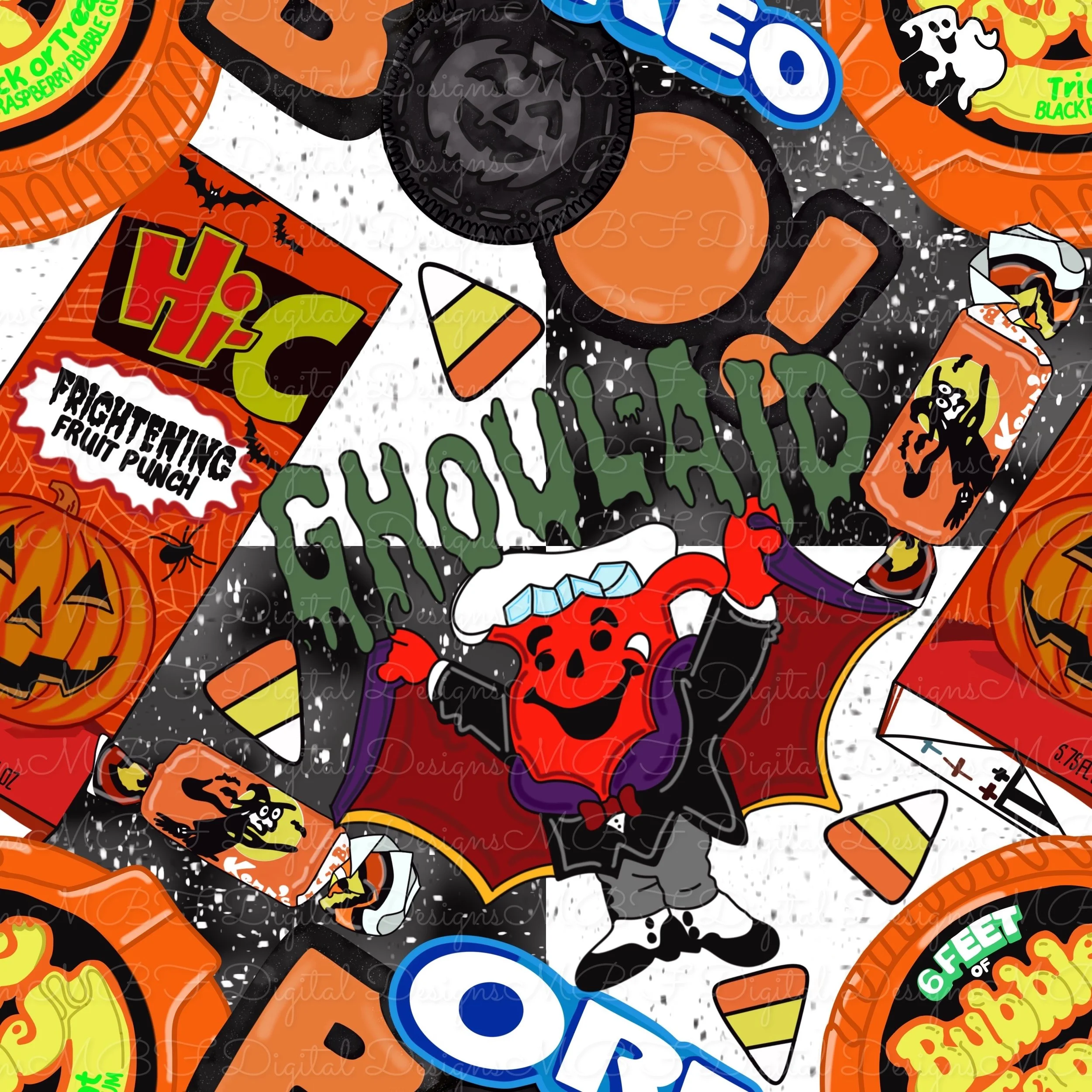 Retro Halloween Treats (black and white checked color way)