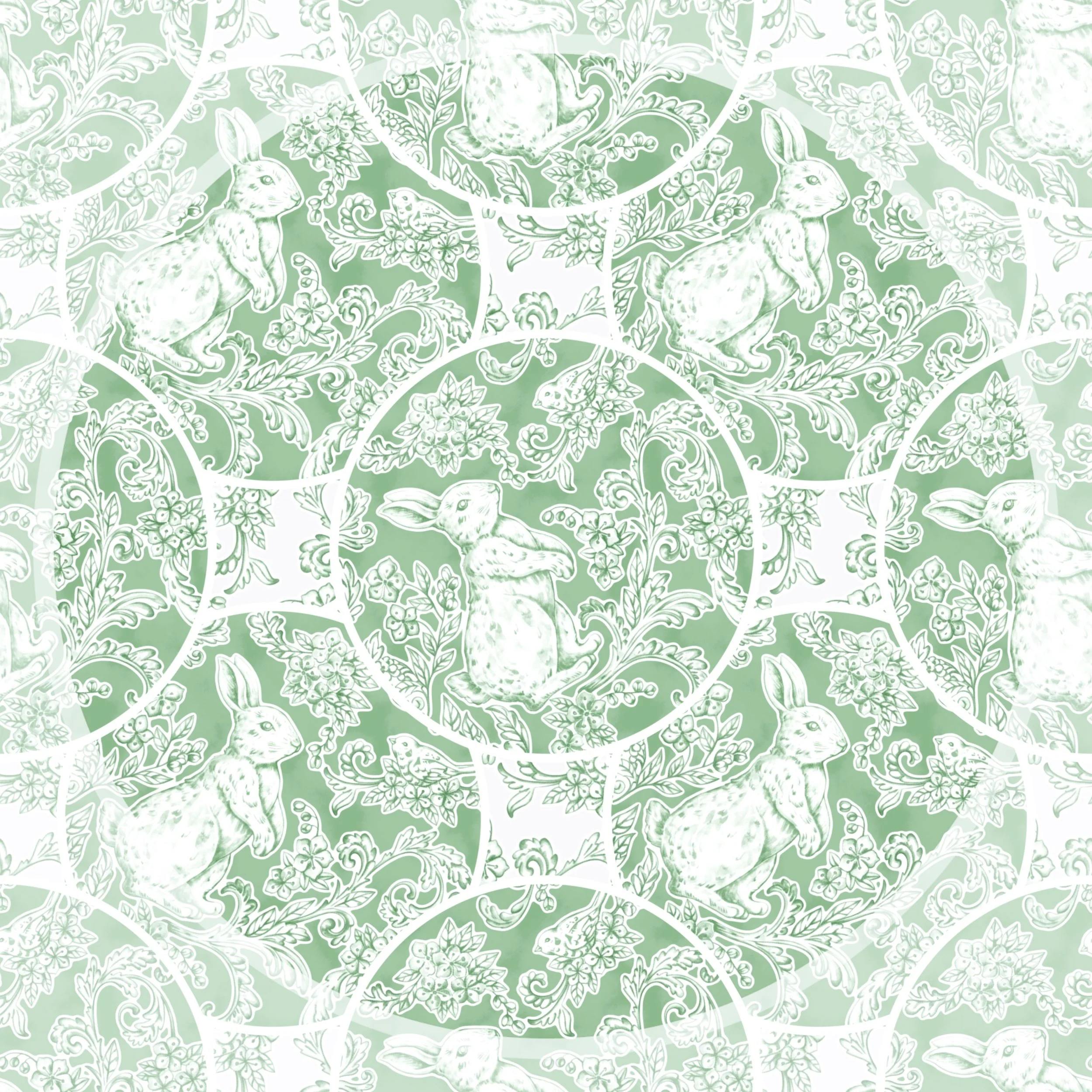 Toile Easter (green Spode color way)