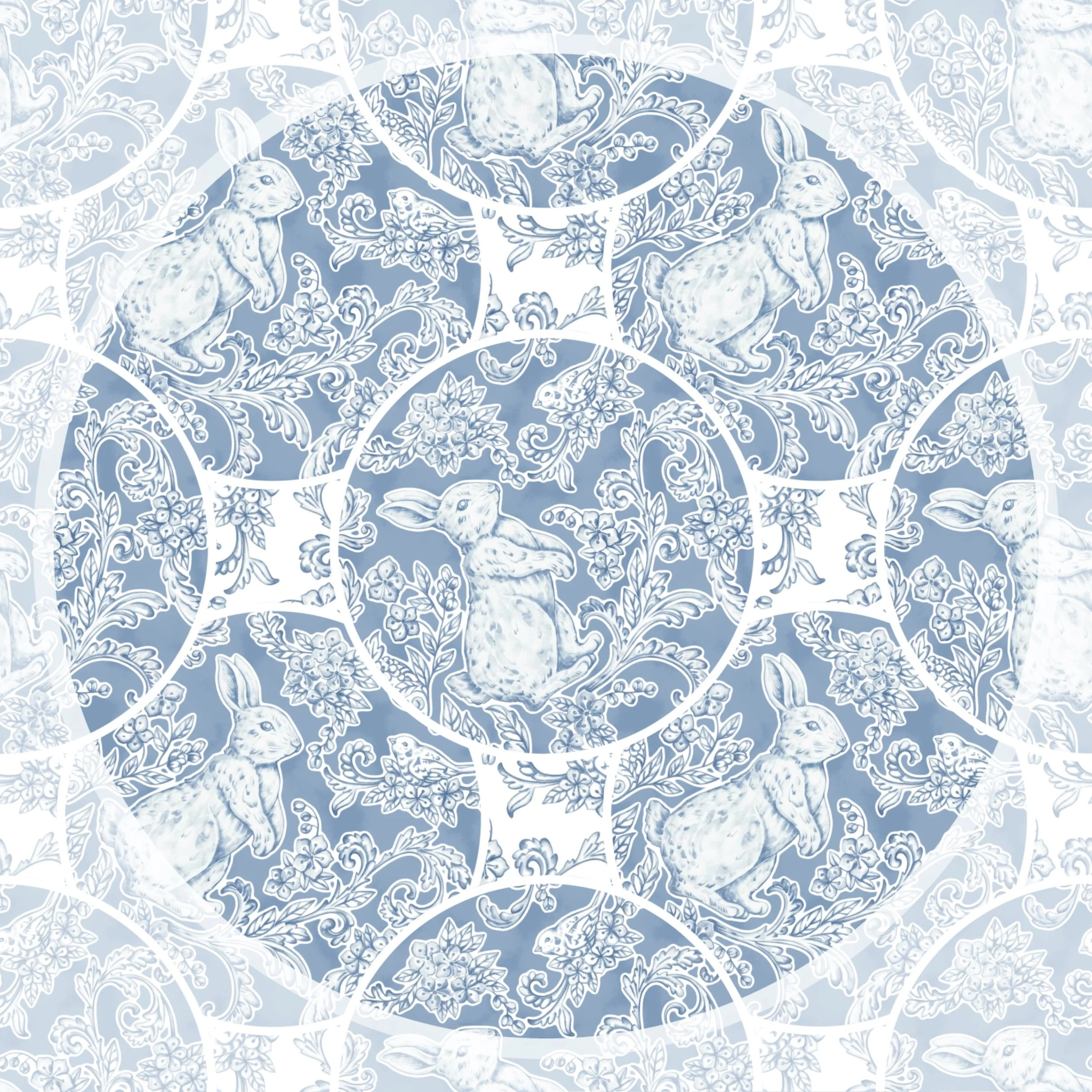 Toile Easter (pale blue and white Wedgwood color way)