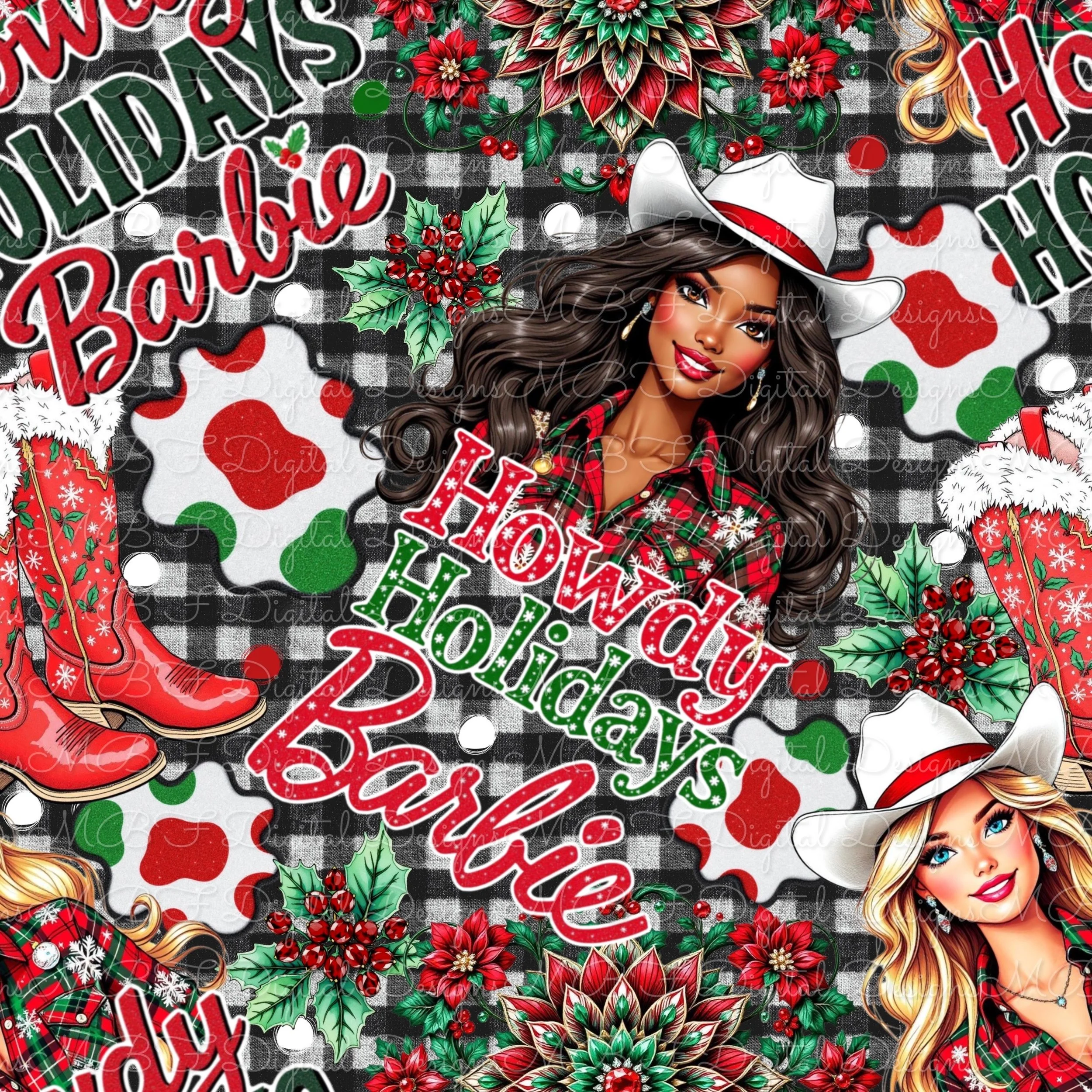 Howdy Holidays Bar-bie (black and white plaid color way)