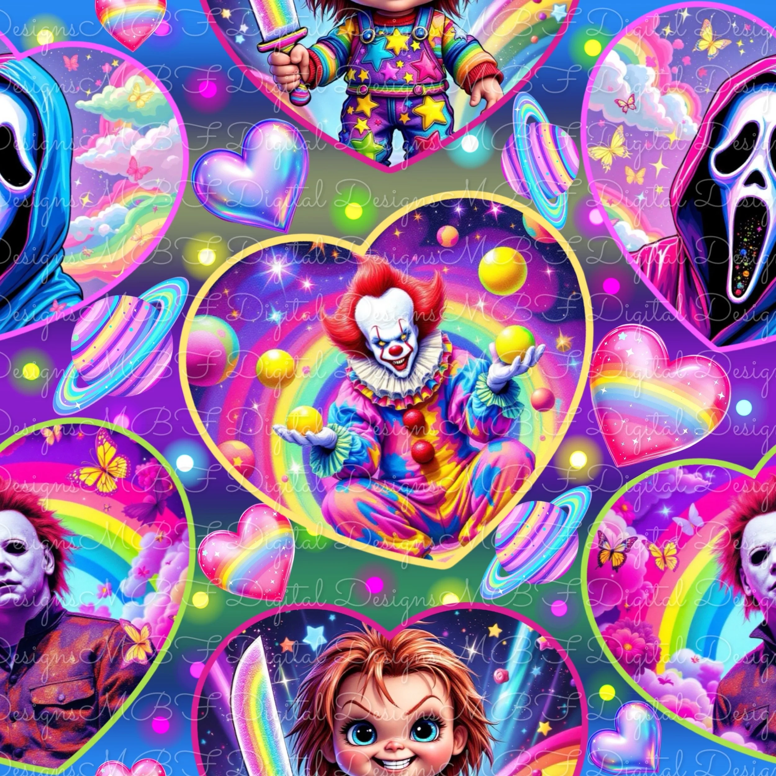 LF Horror Hearts (neon galaxy color way)
