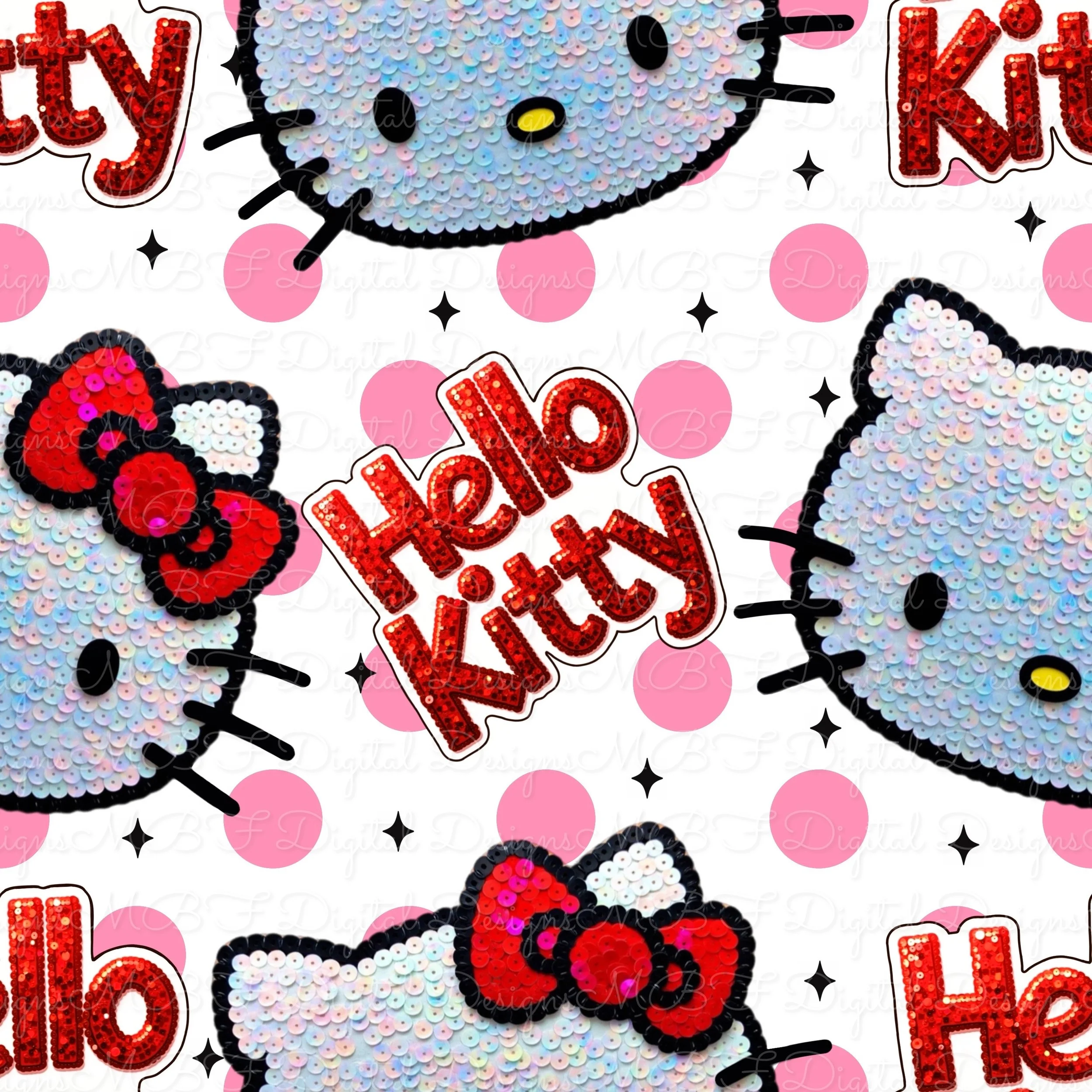 Hello Sparkles (white with pink dot color way)