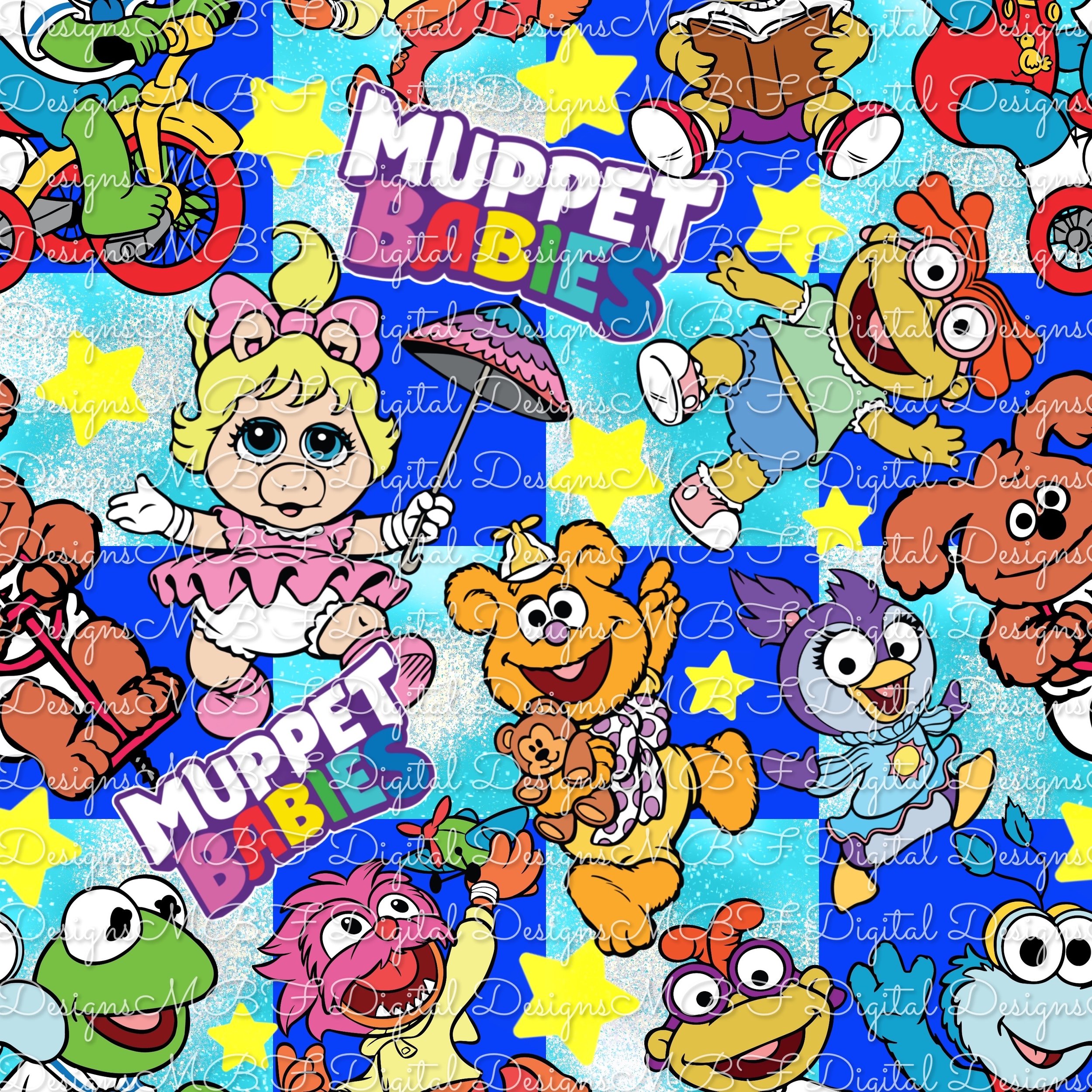 Mup Babies (duo blue glitter color way)