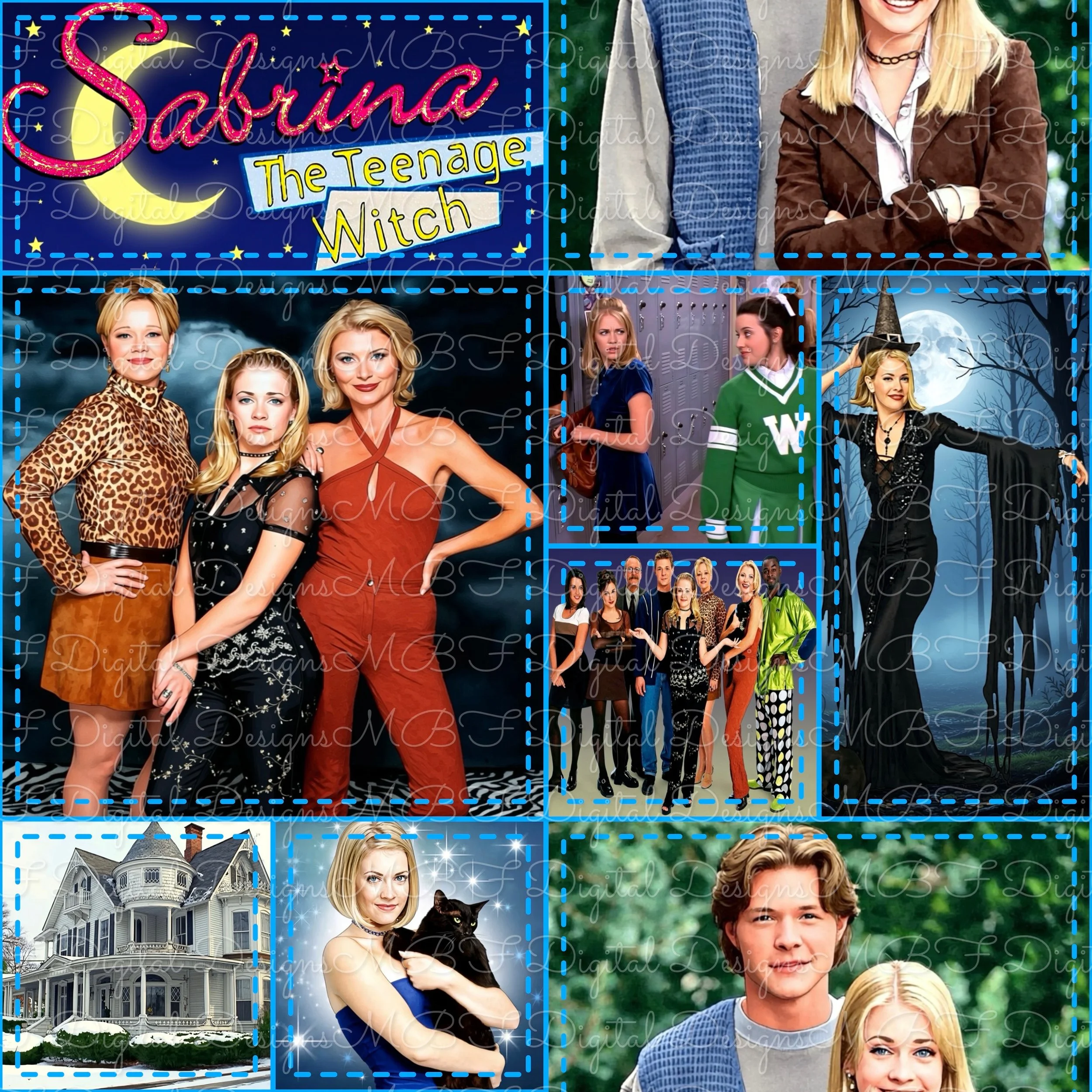 Sabrina The Teenage Witch Patchwork (magical ombre glitter stitches color way)