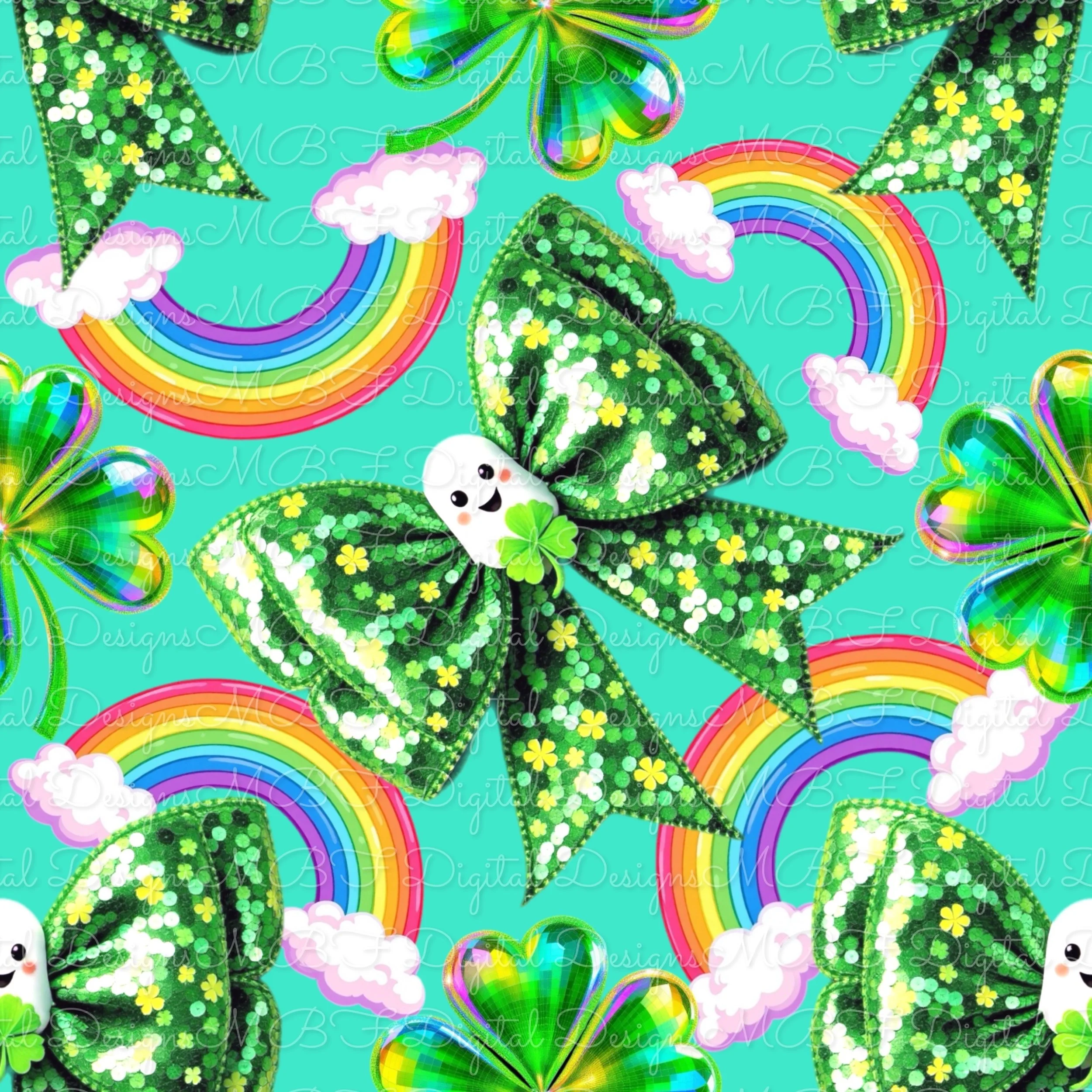 St Ghostie Bows (bright mint color way)