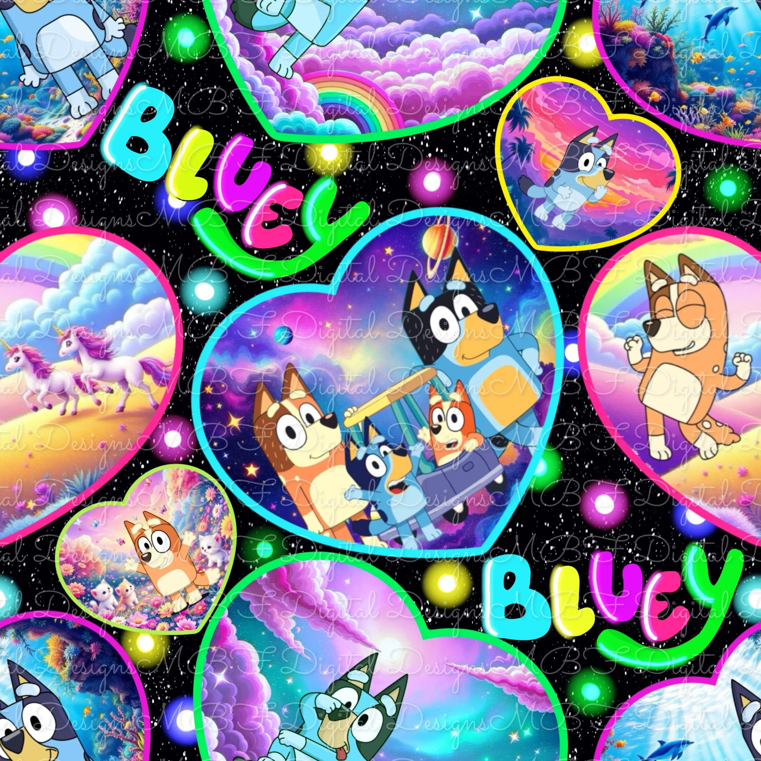 LF Heelers (no rainbows/midnight neon color way)
