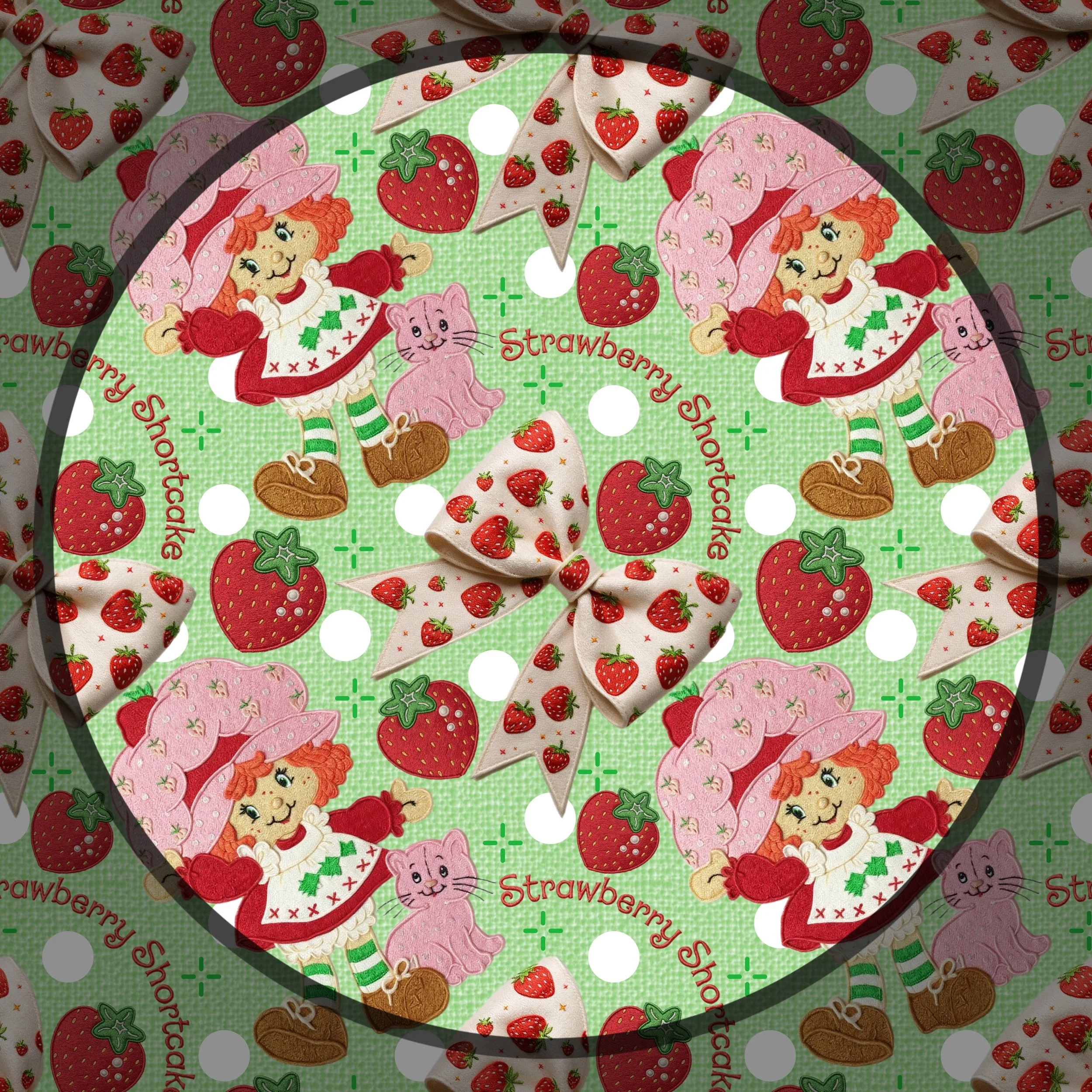 Embroidered Strawberry Shortcake (green color way)