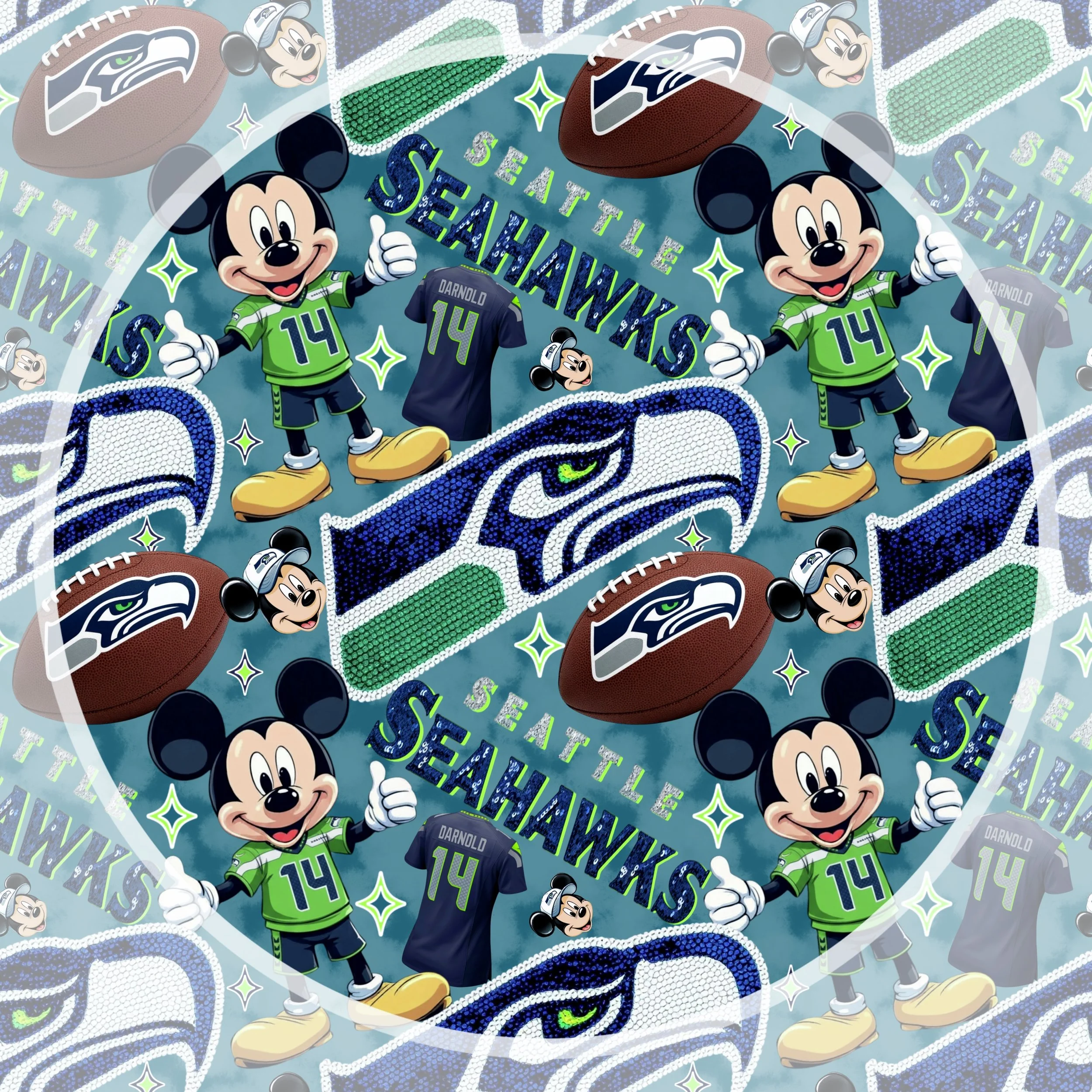 Mickey Seahawks (deep teal color way)