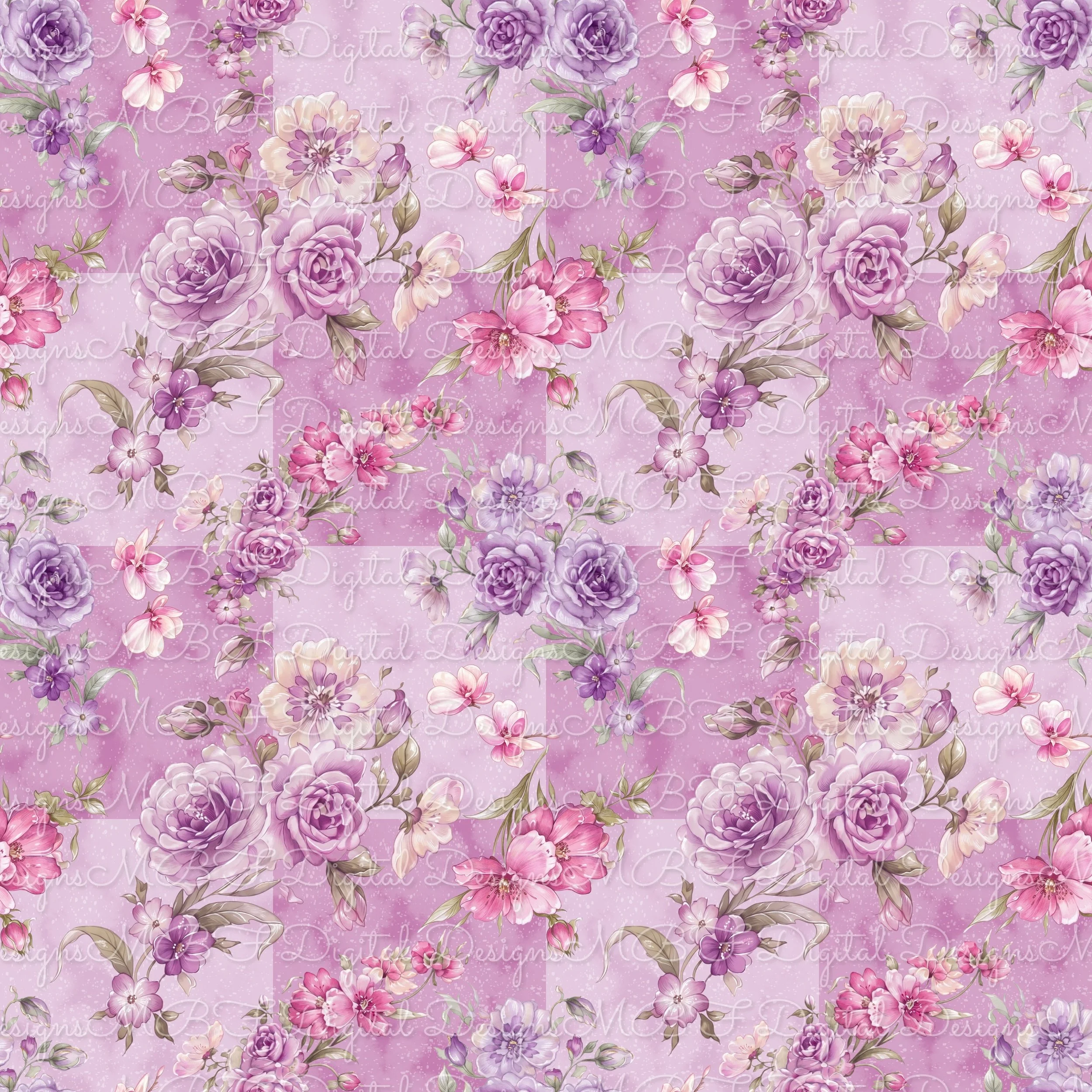 LSF Lavender Floral (duo lavender checked color way)