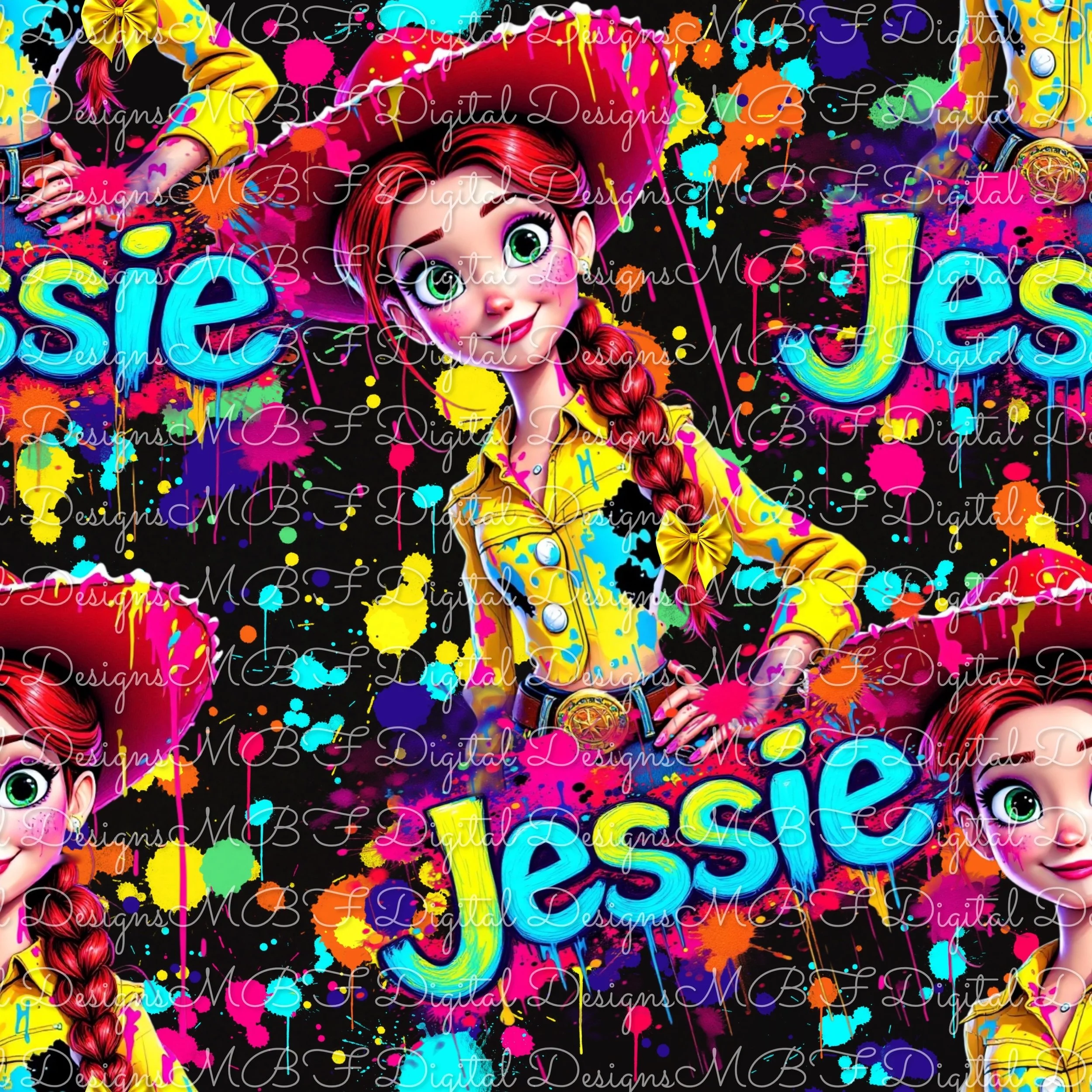Neon Splatter Jessie (black color way)