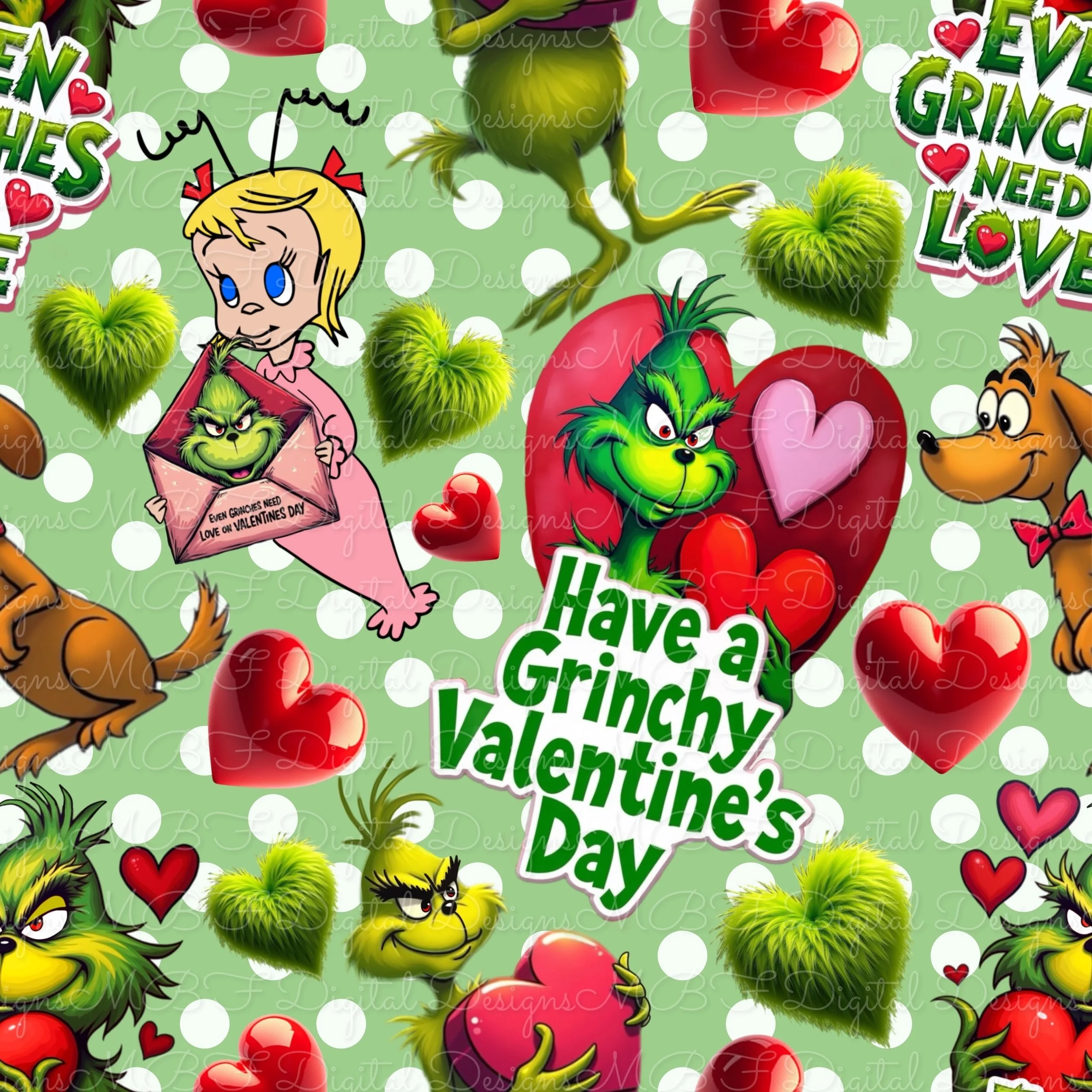 Mean One Vday (pale green polka dot color way)