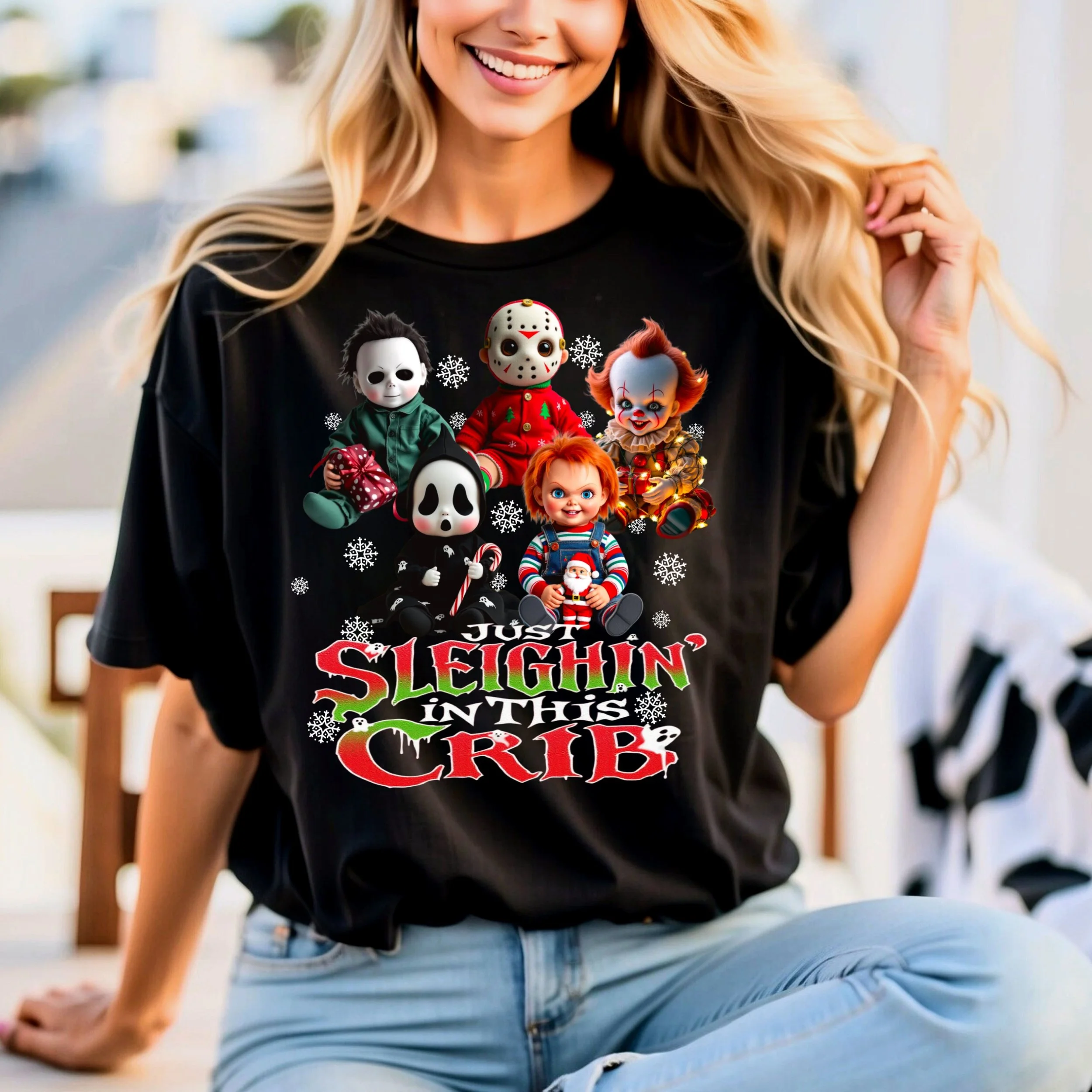 Just Sleighin’ In This Crib PNG (Matches Holiday Horror Babies)