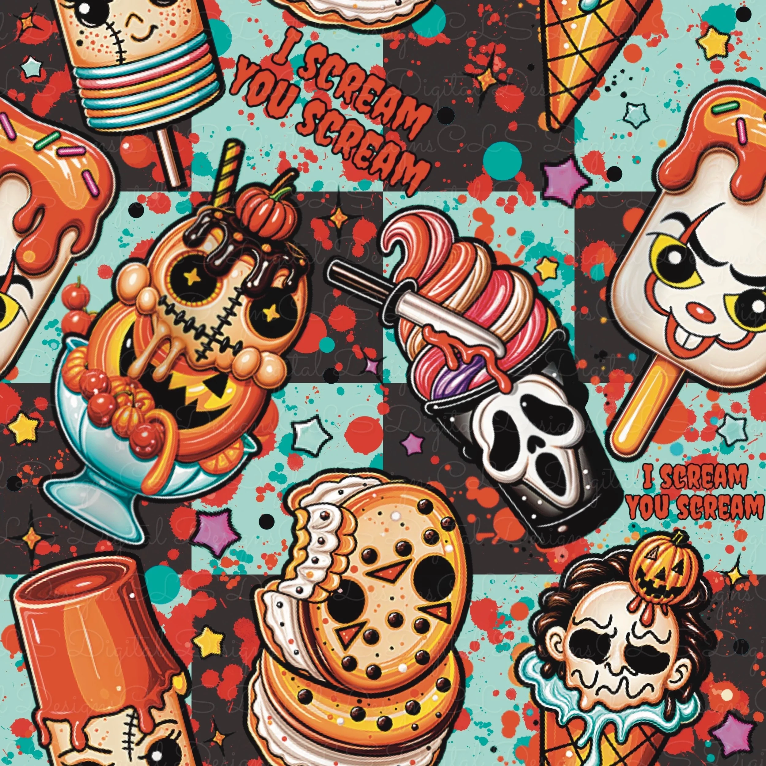 I Scream You Scream (aqua large check color way)