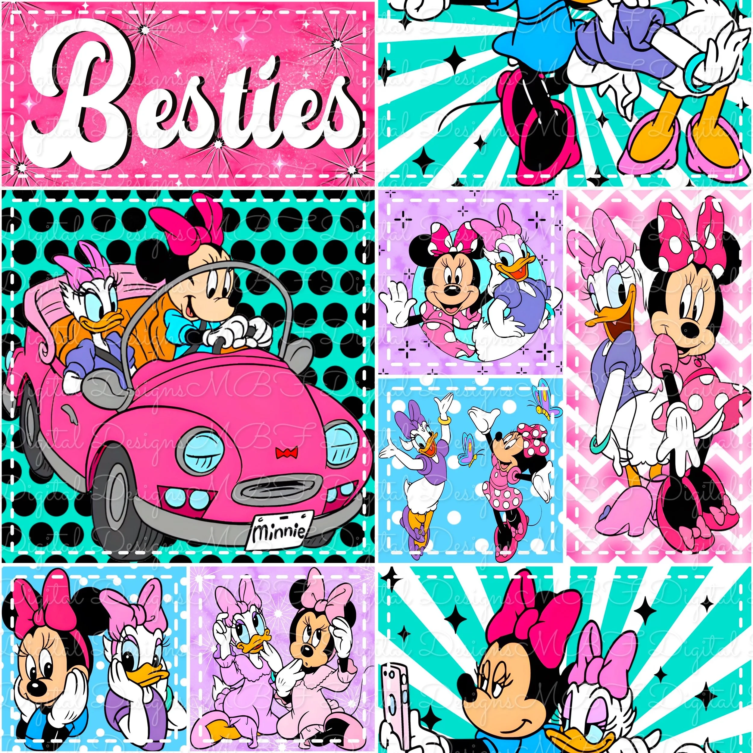 Besties Patchwork (white stitches color way)