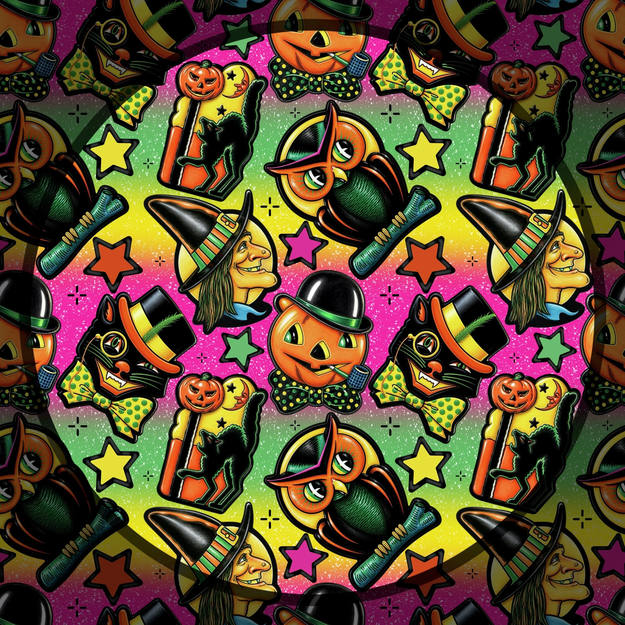 Vintage Halloween Cutouts (bright ombre stripes color way)