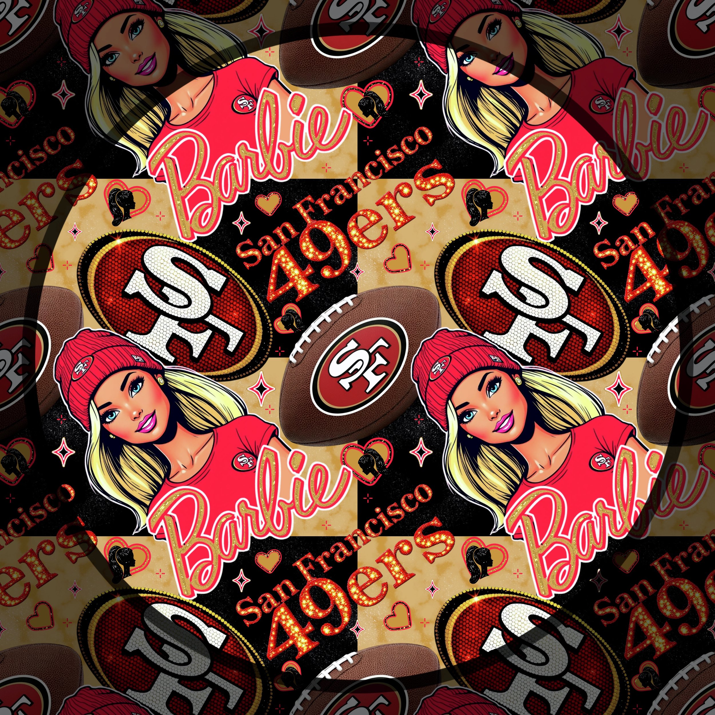 49er Bar-bie (black and gold checked color way)