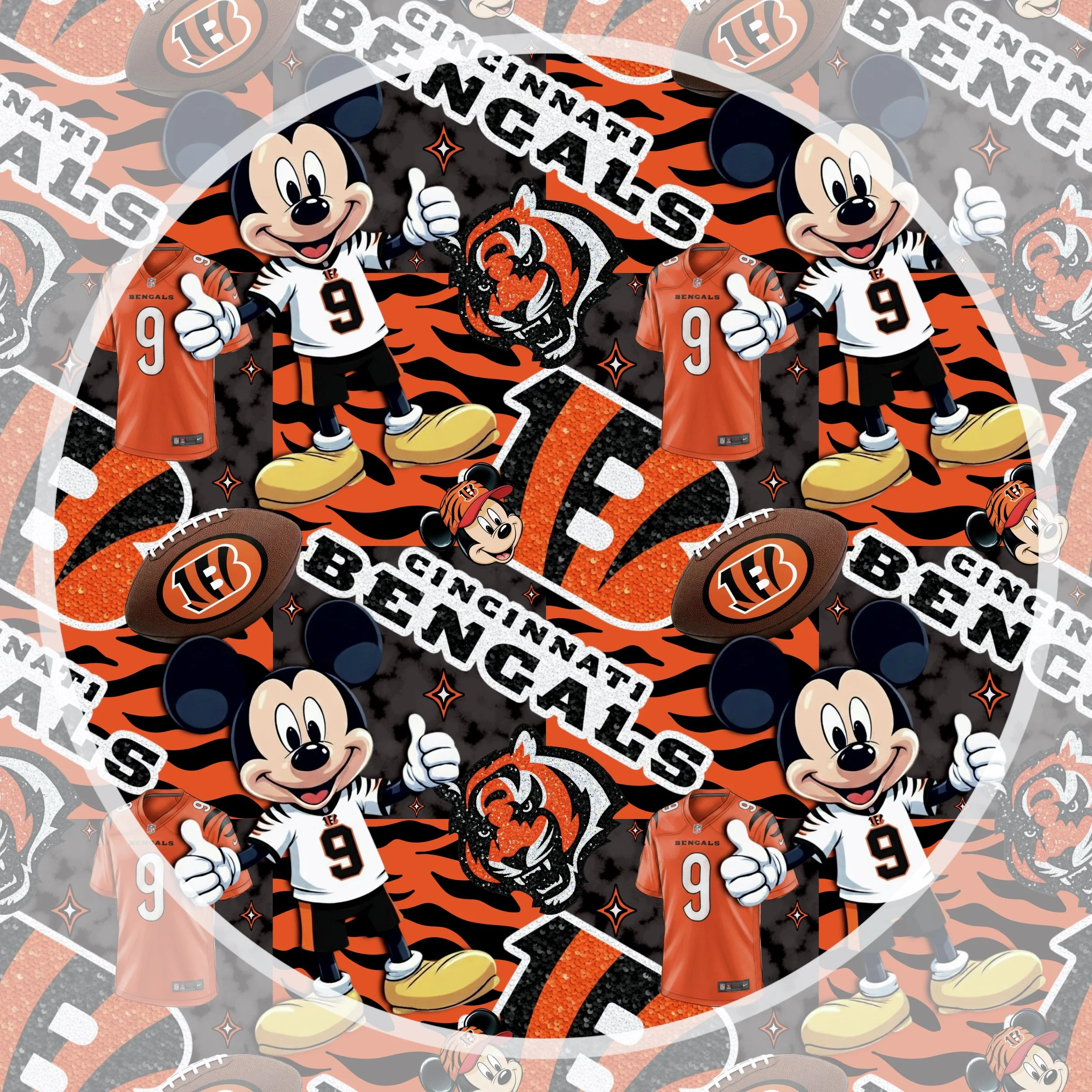 Mickey Bengals (tiger and black smoke checked color way)