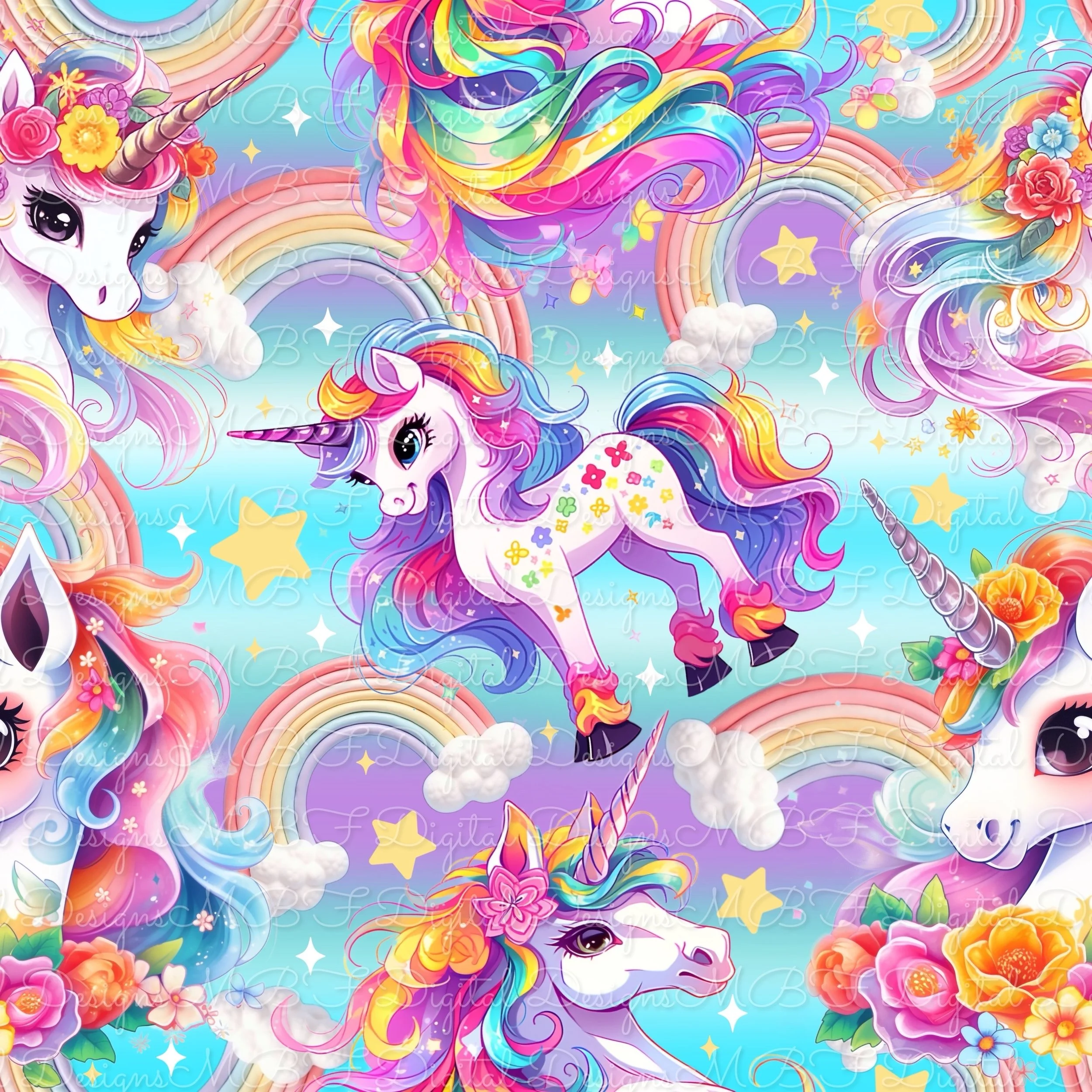 Unicorn Magic (light mint multi blue and lavender color way)