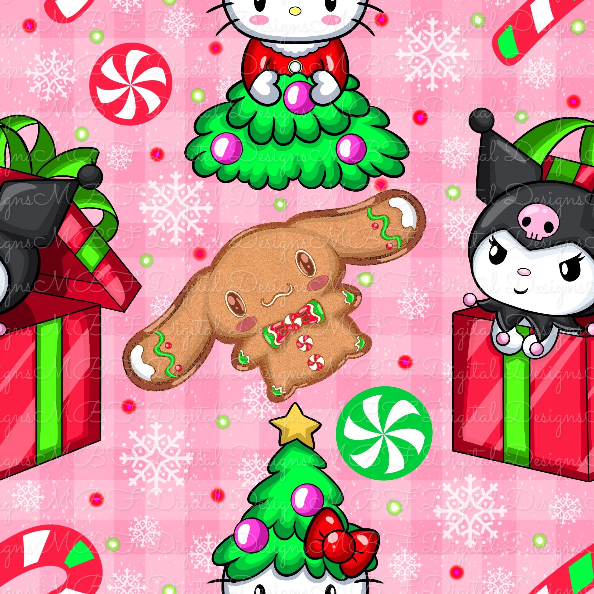 Hello Christmas (pink plaid color way)