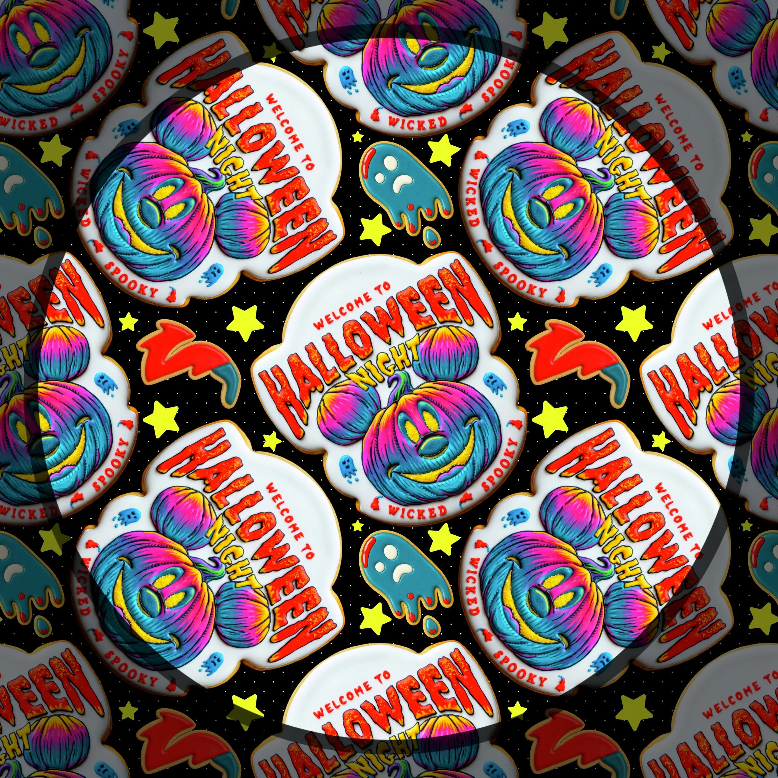 Welcome To Halloween Night Cookies (black dot color way)