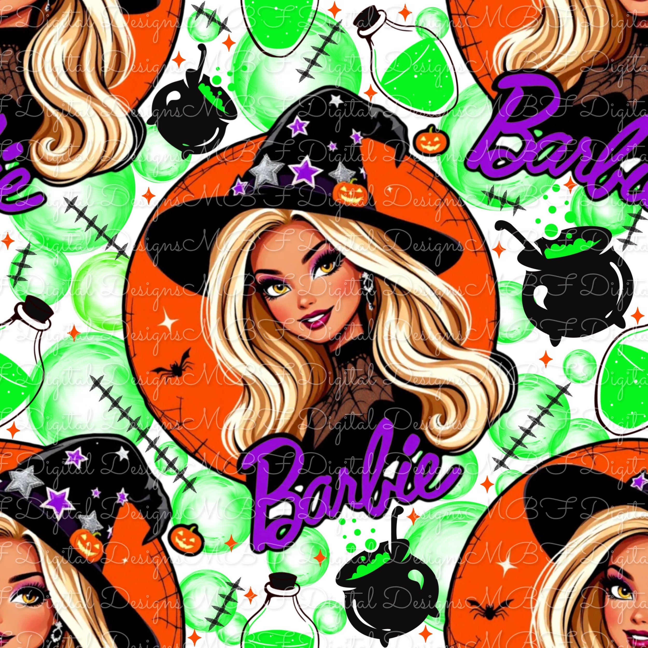 Witchy Barb-ie (white bubble color way)