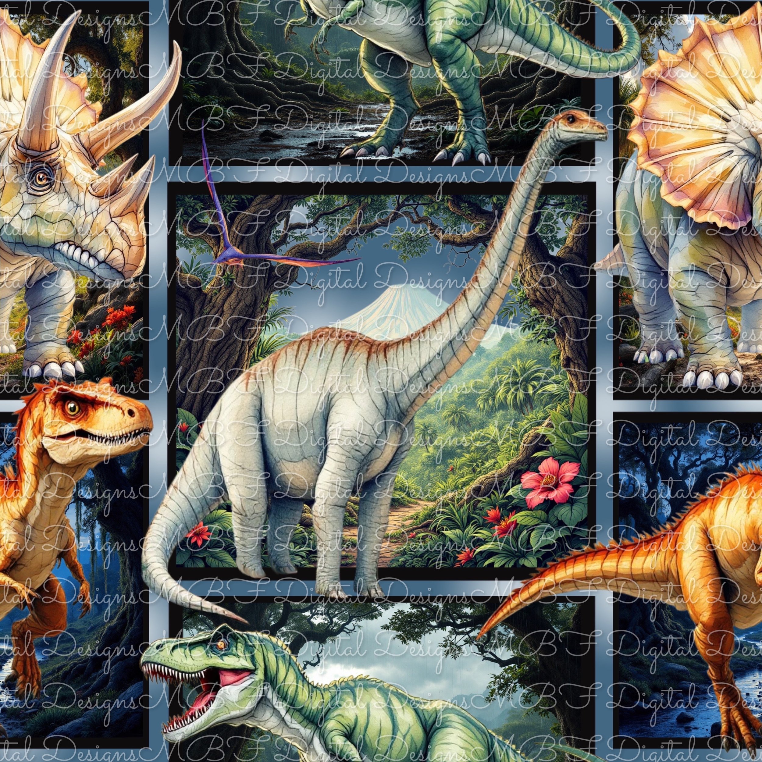 Roar Comic (Jurassic blue color way)