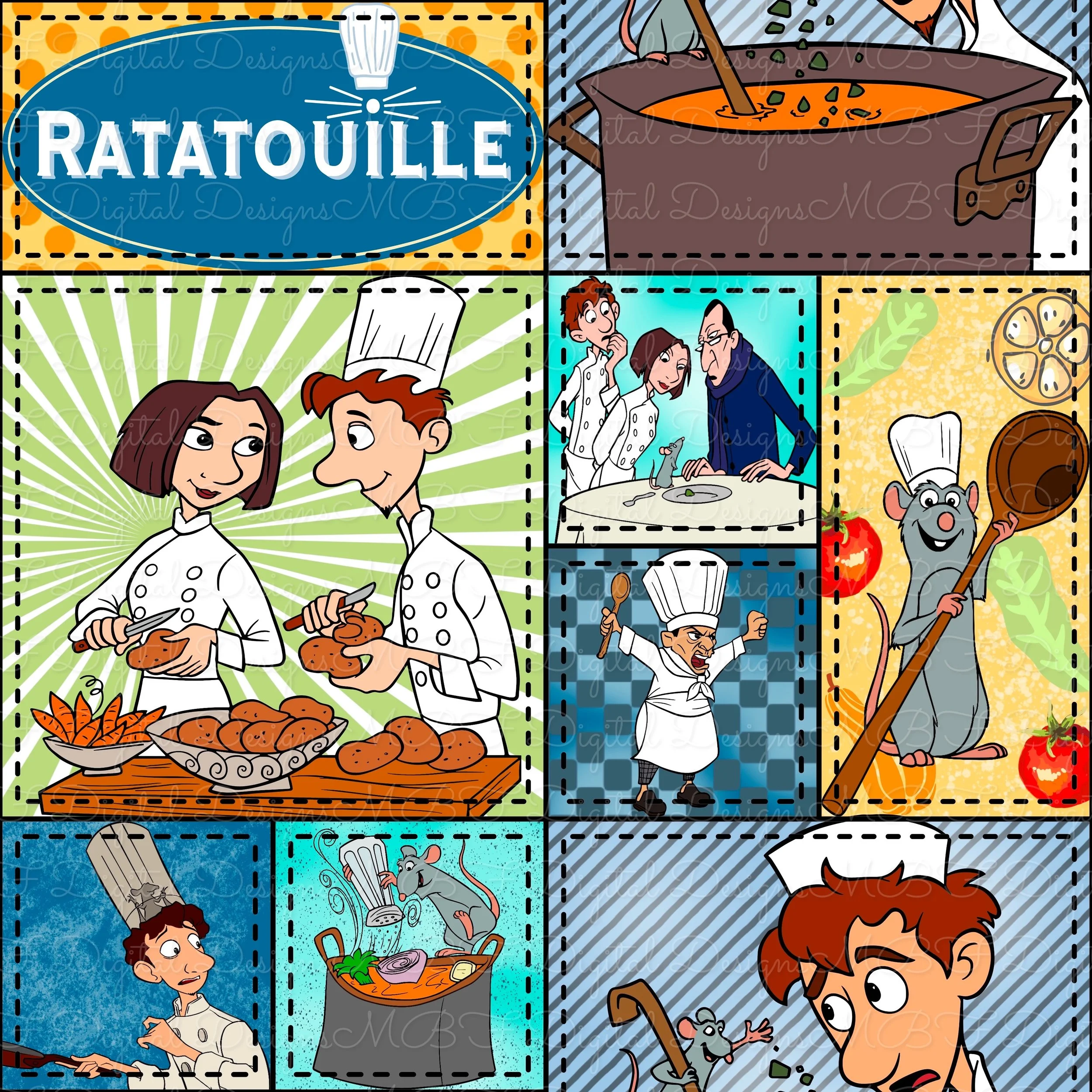 Ratatouille Patchwork (black stitches color way)
