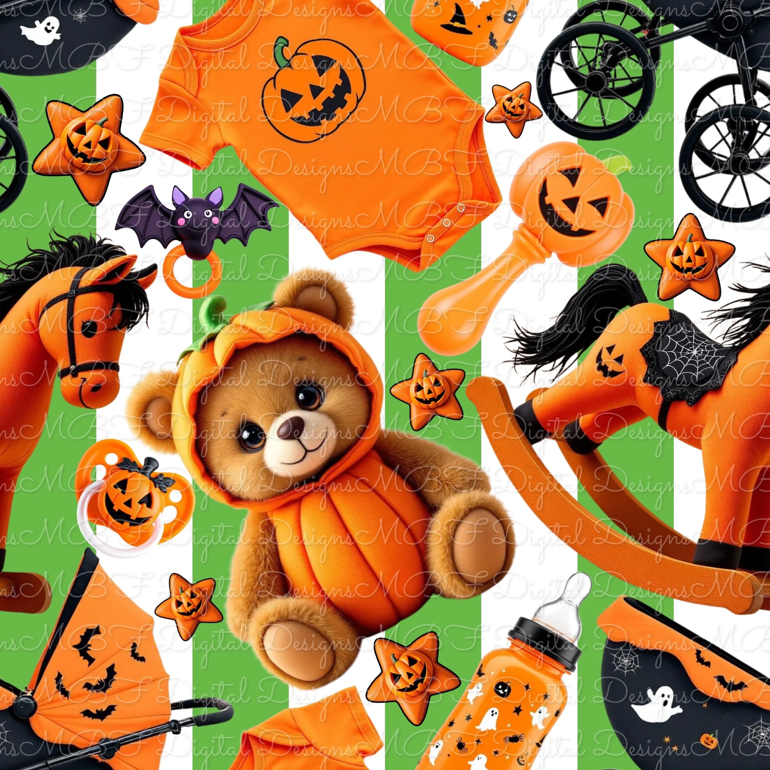 Spooky Baby (green and white striped color way)