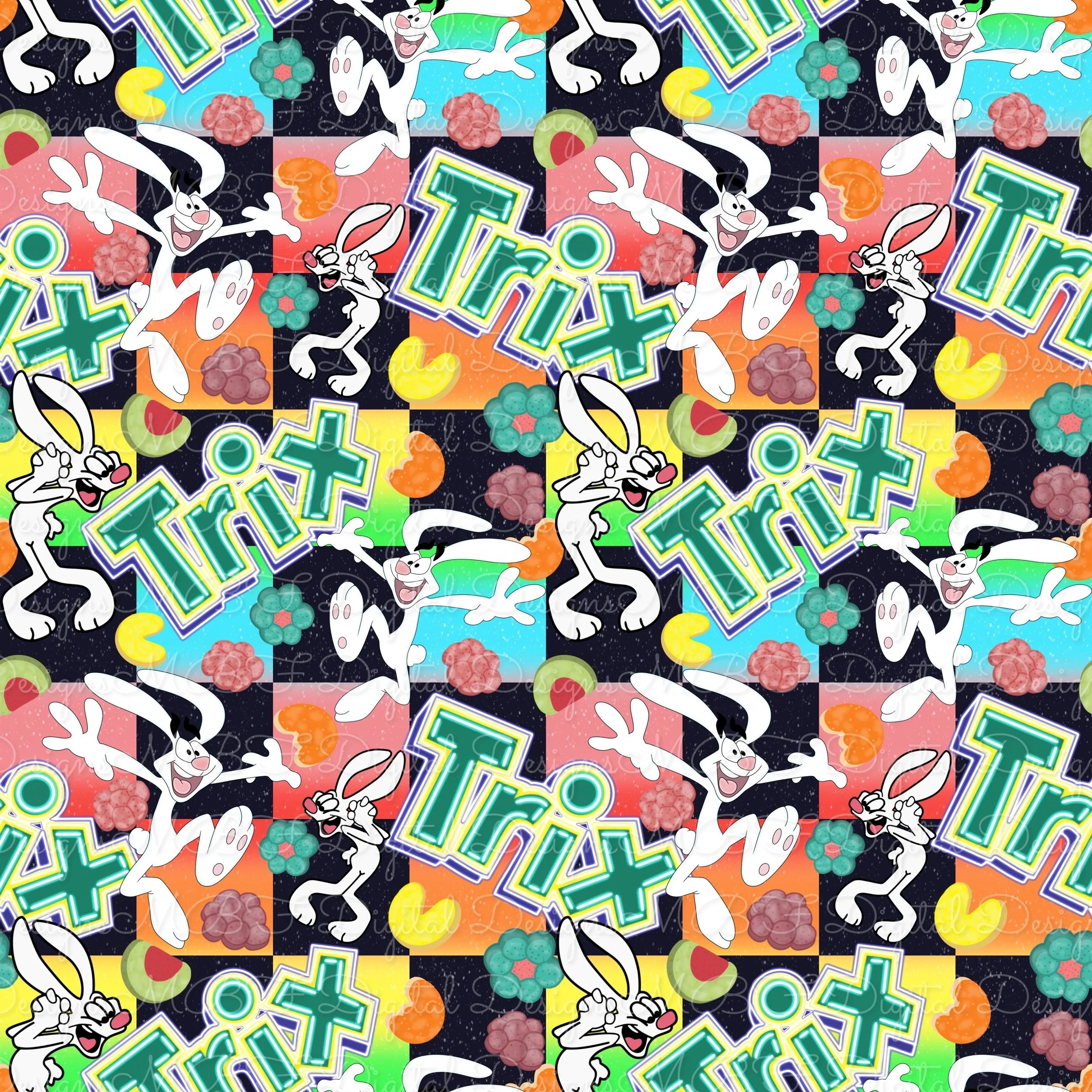 Silly Rabbit (rainbow black checked color way)