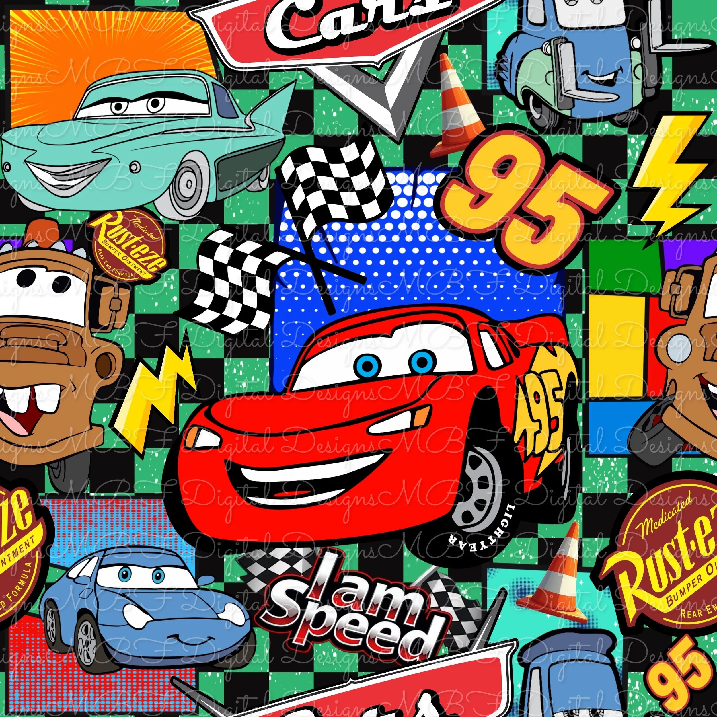 Cars Comic (green/black checked color way)