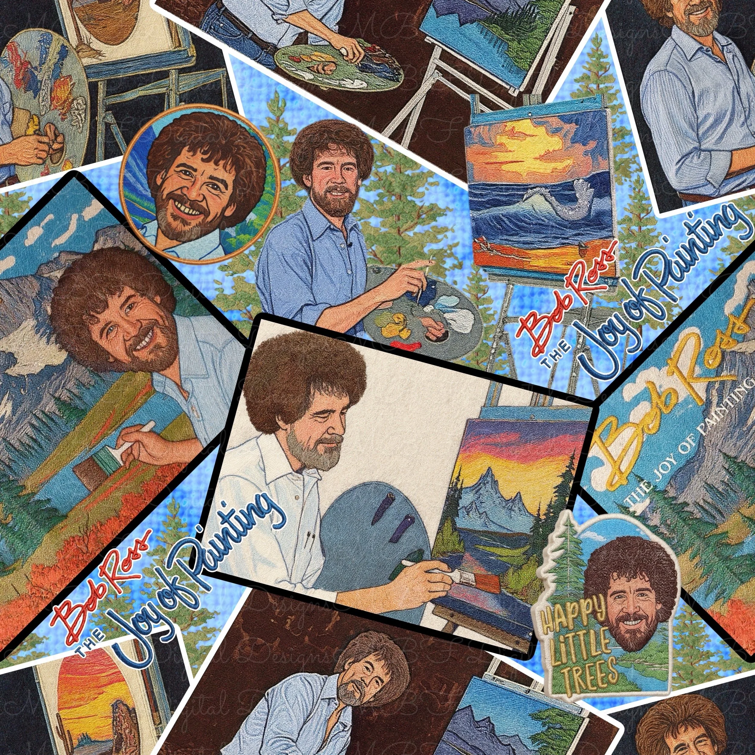 Embroidered Bob (sky blue happy trees color way)