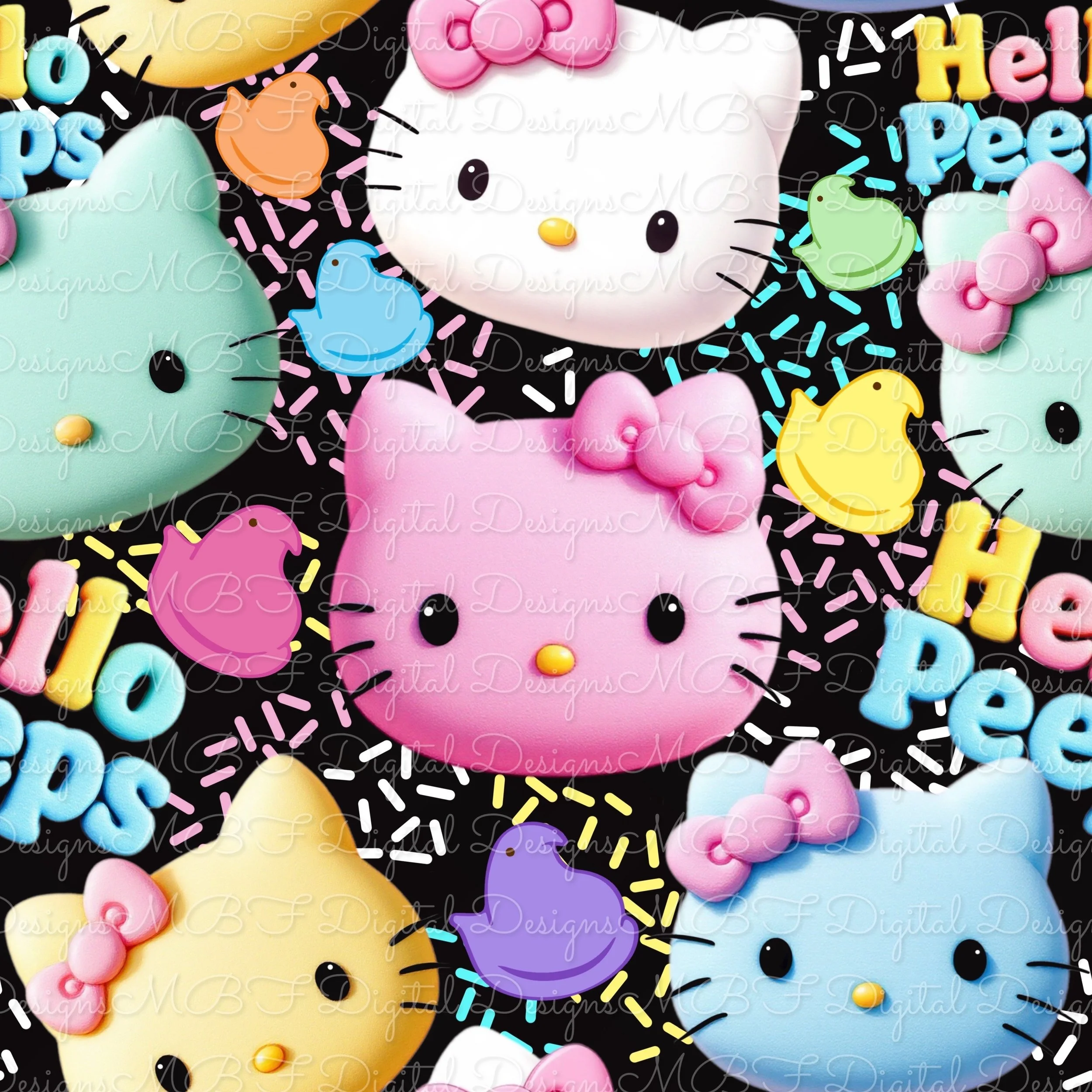 Hello Peeps (black sprinkled color way)