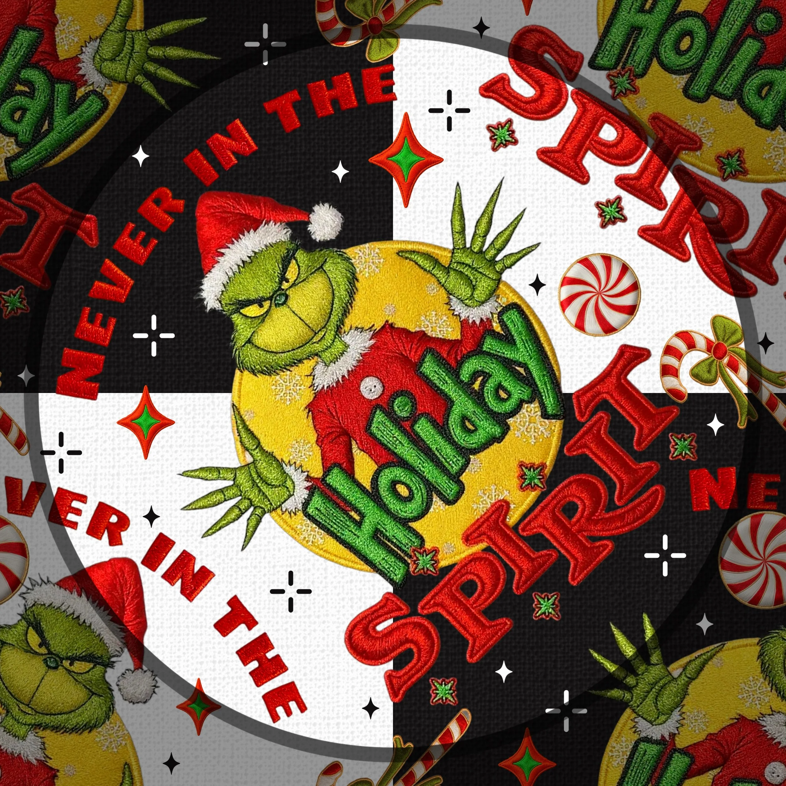 Embroidered Never In The Holiday Spirit (checked color way)