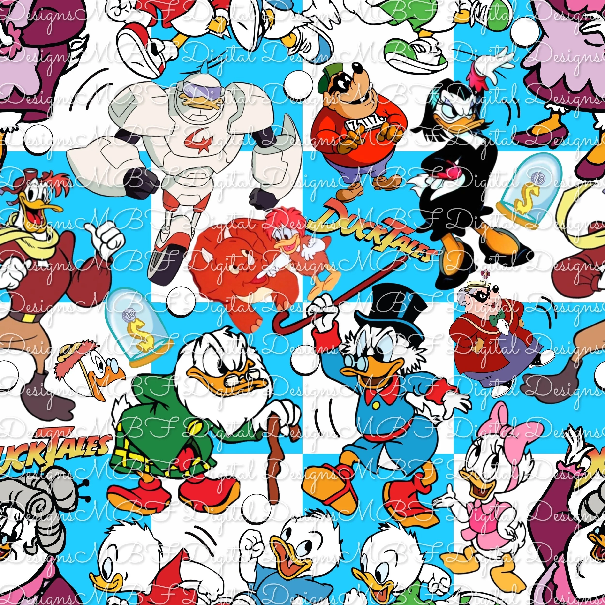 Duck-tales (bright blue and white checked color way)