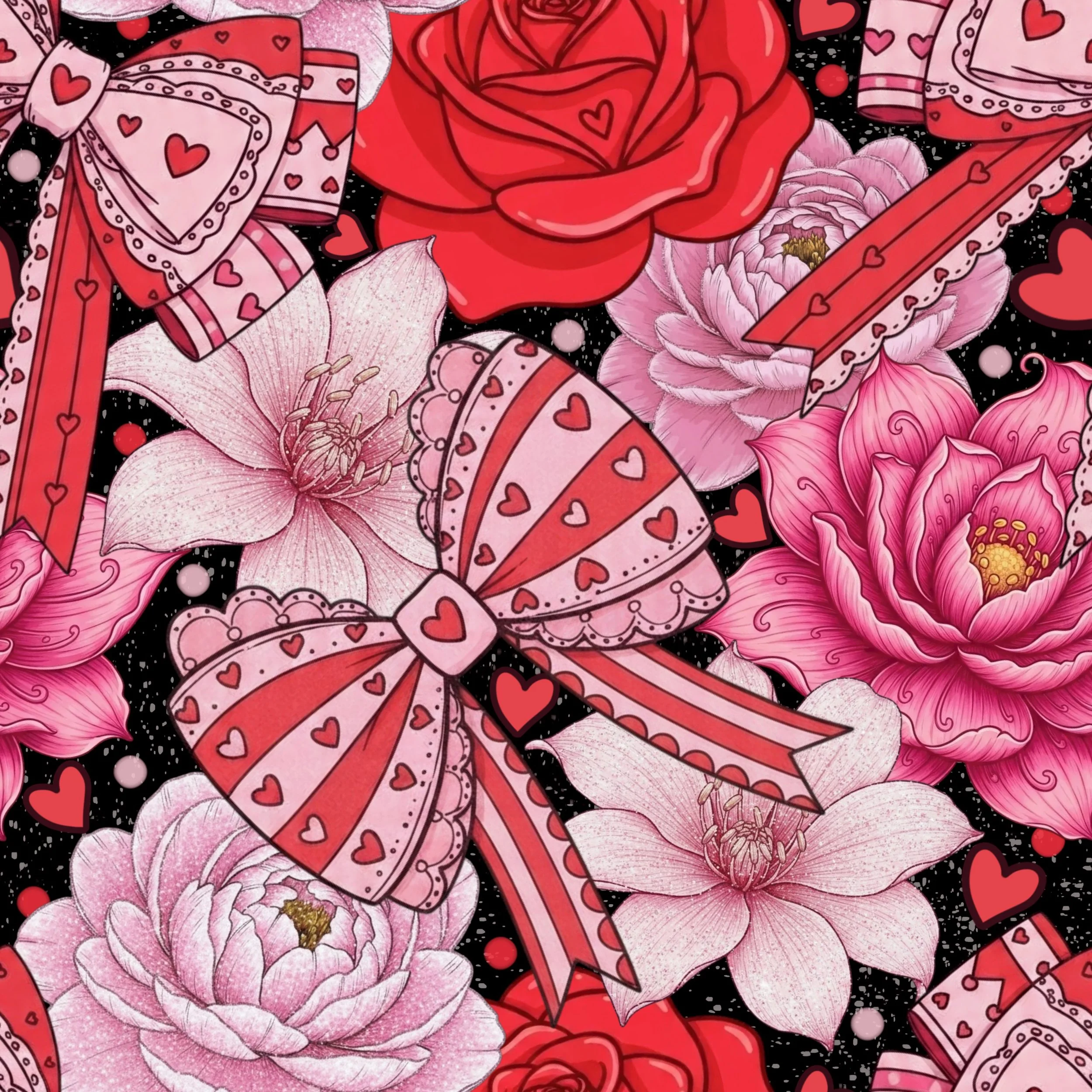 Valentines Floral Coquettes (black color way)