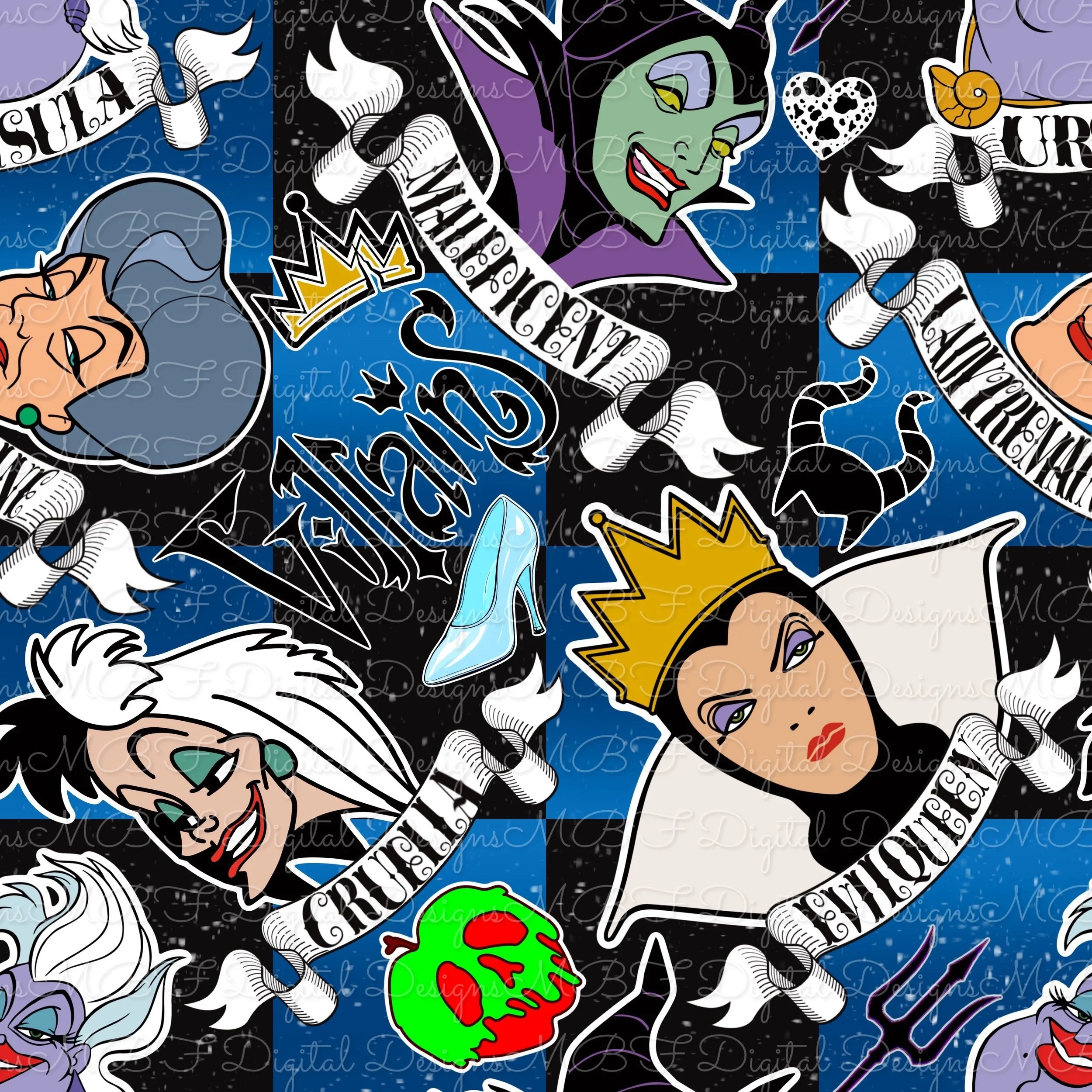 Villains (duo blue ombre checked color way)