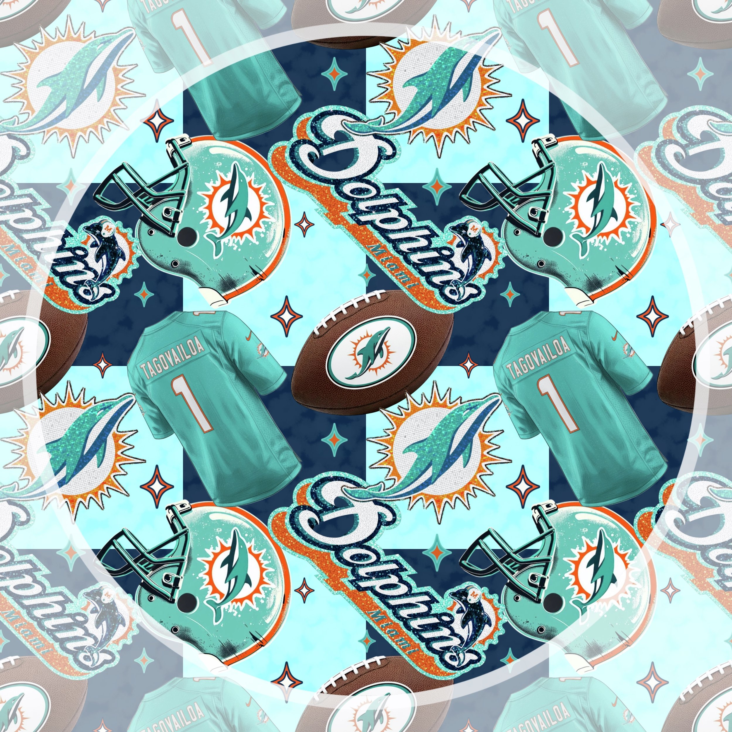 Miami Dolphins (duo blue checked color way)