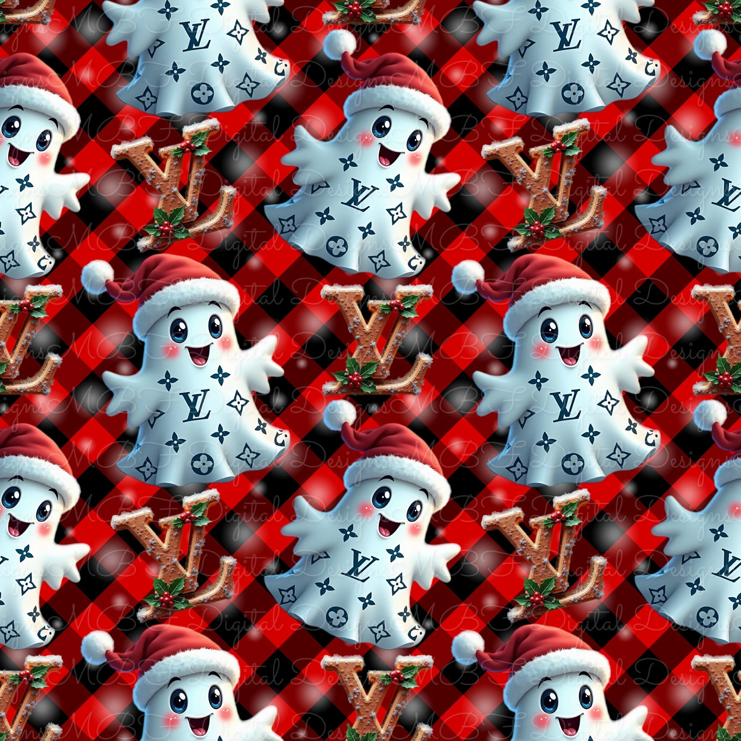 The Boujee Ghosts of Christmas Present (Red and Black Plaid Color Way)