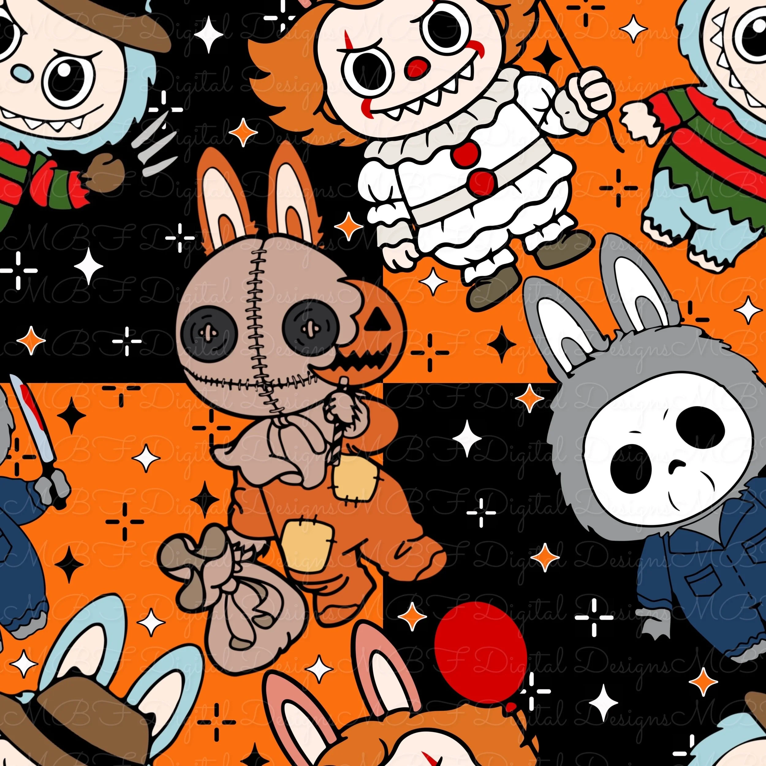 Horror Labubu (orange checked color way)