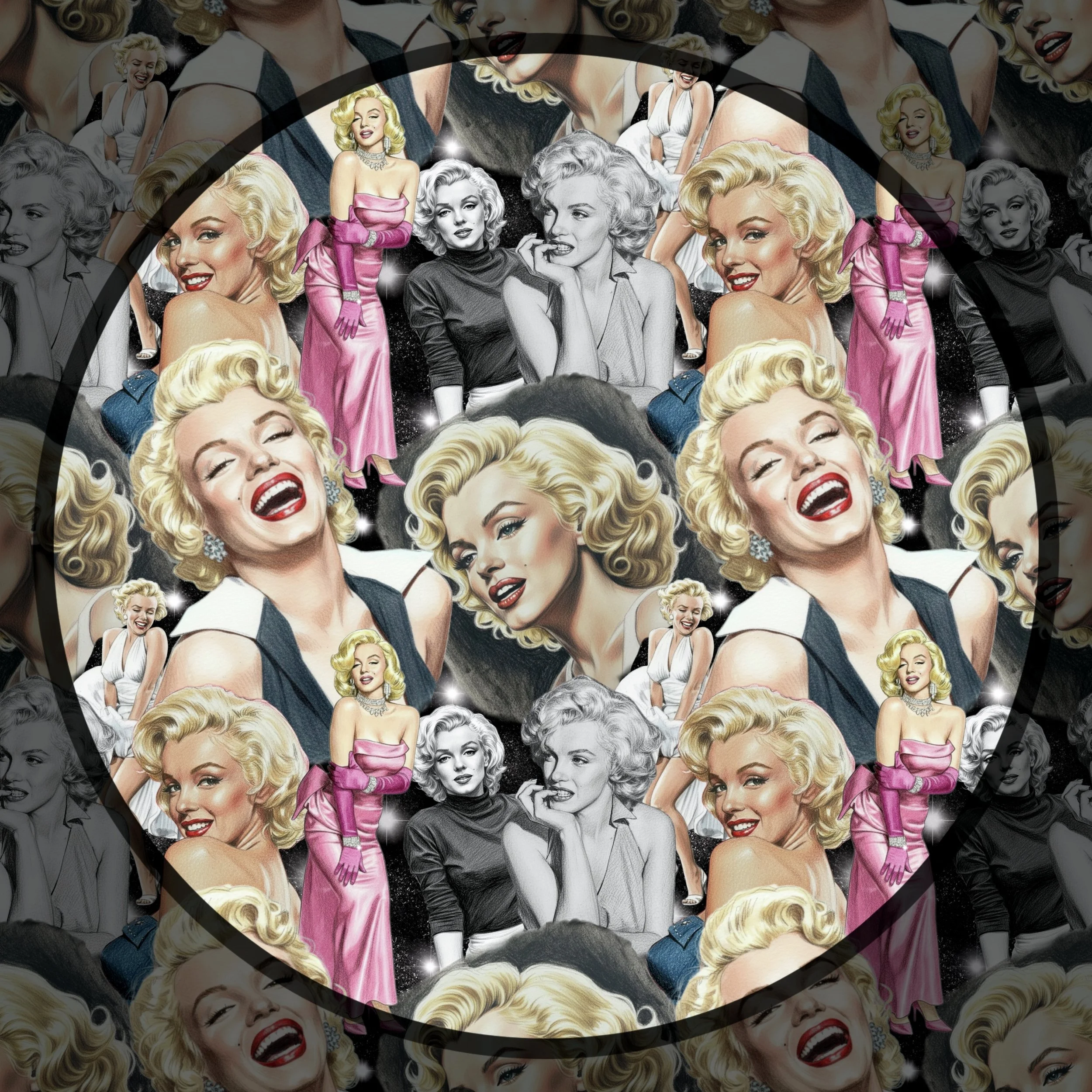 Marilyn Iconic Collage (old Hollywood glamour color way)